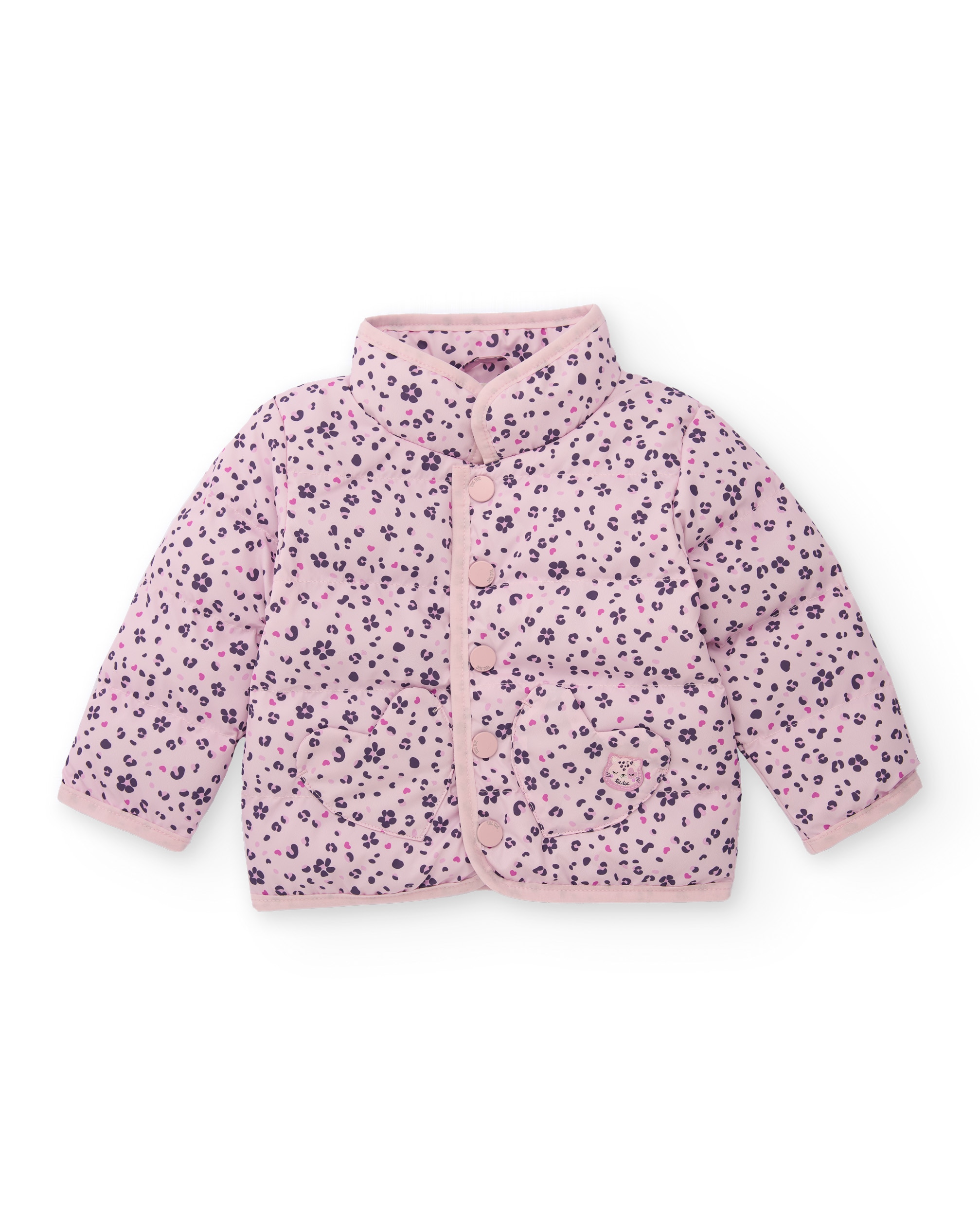 Imagem 0 de Parka Acolchoada para Bebé em Rosa com Estampado de Flores e Corações