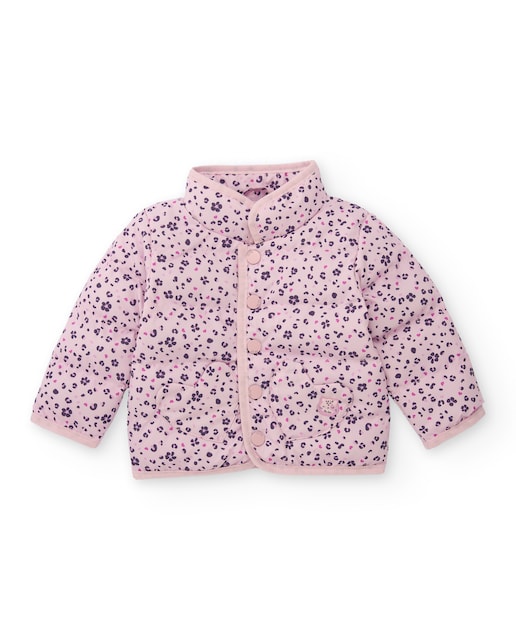 Imagem 0 de Parka Acolchoada para Bebé em Rosa com Estampado de Flores e Corações