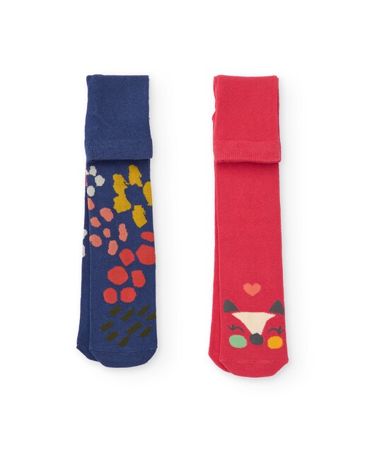 Imagem 0 de Pack de Collants Infantil em Coral e Azul com Motivos Gráficos