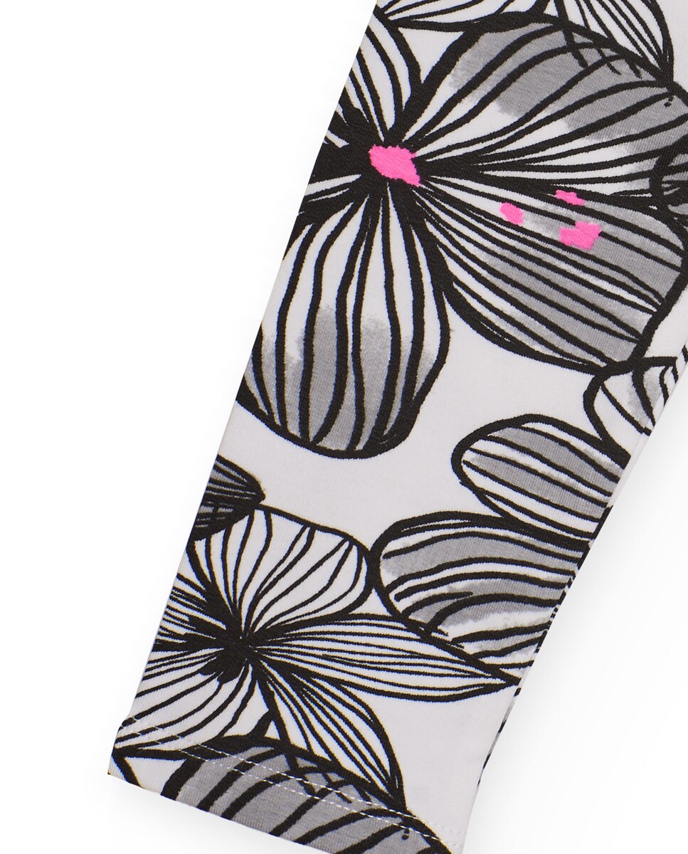 Leggings para Bebé em Branco com Estampado Floral Cinzento-claro-4