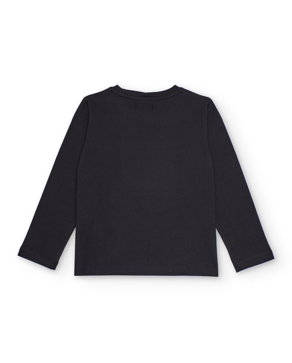 T-shirt de Manga Comprida Infantil com Estampado de Bola de Basquetebol Preto-2