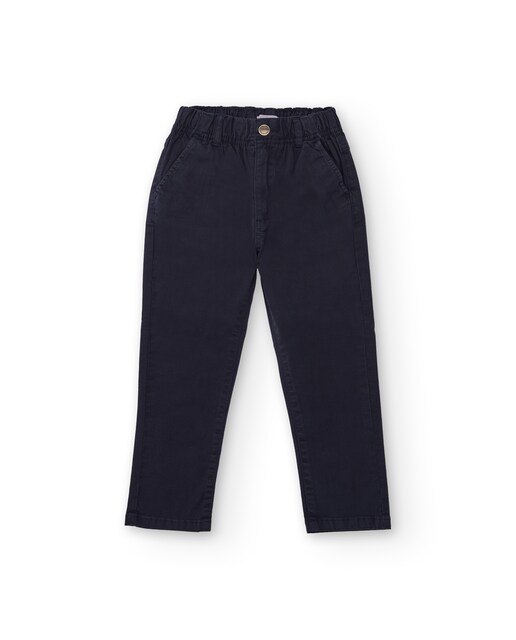 Imagem 0 de Calças de Sarja Azul-marinho Infantil com Cintura Elástica