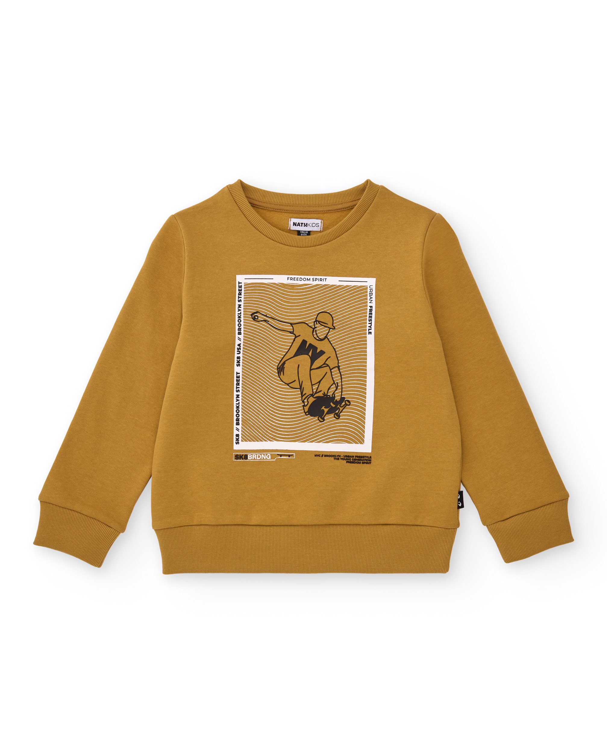 Imagem 0 de Sweatshirt Mostarda Infantil com Estampado de Skater