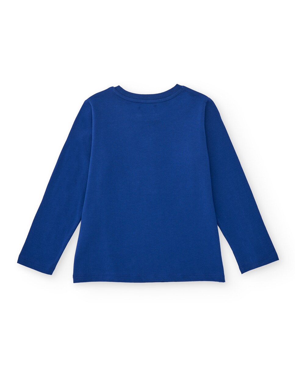 T-shirt de Manga Comprida Infantil Azul com Estampado de Dinossauro Azul-2