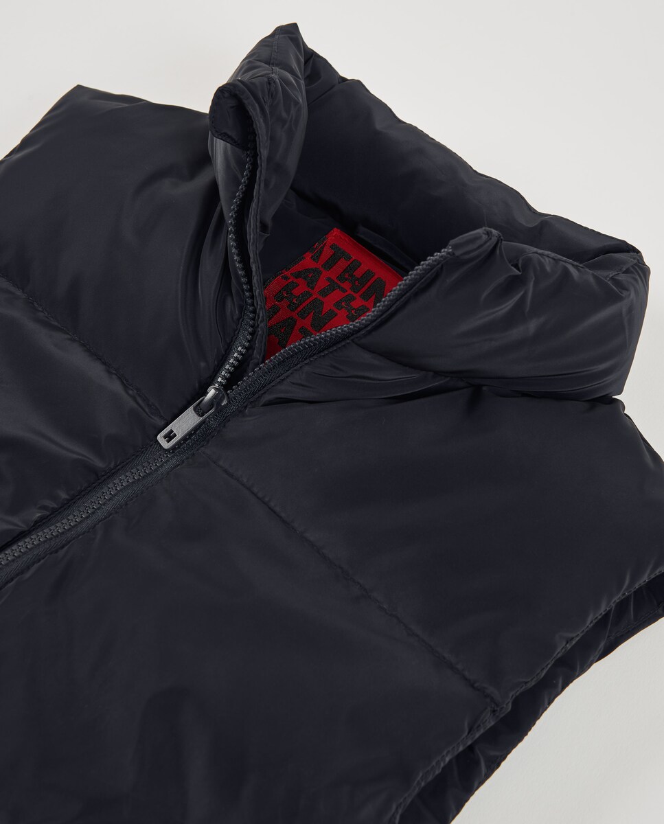 Colete Acolchoado em Preto com Fecho Zip Azul-marinho-3