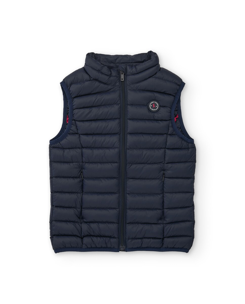 Colete Acolchoado em Azul-marinho com Fecho Zip Frontal Azul-marinho-1