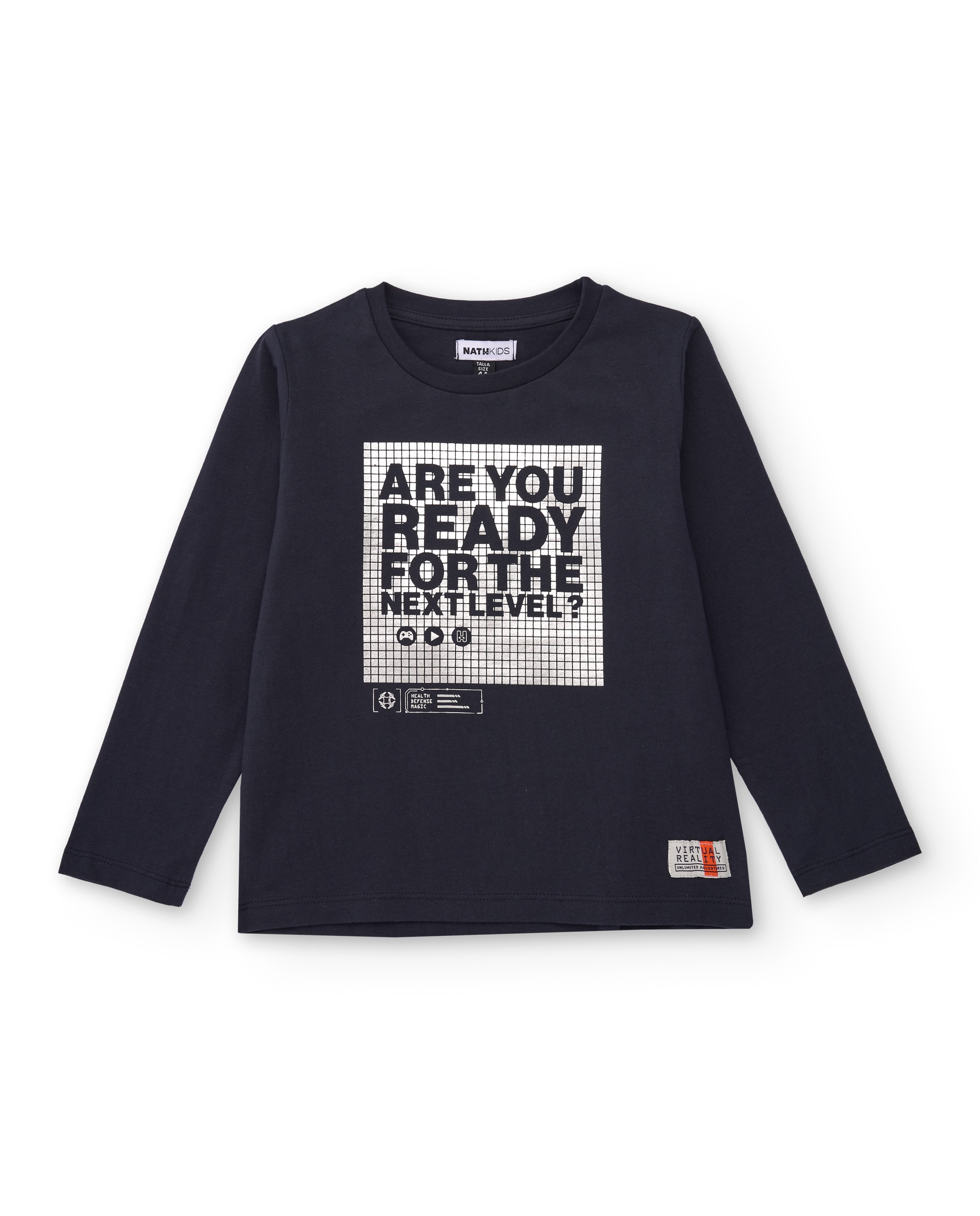 Imagem 0 de T-shirt de Manga Comprida Azul-marinho com Estampado Gamer Infantil