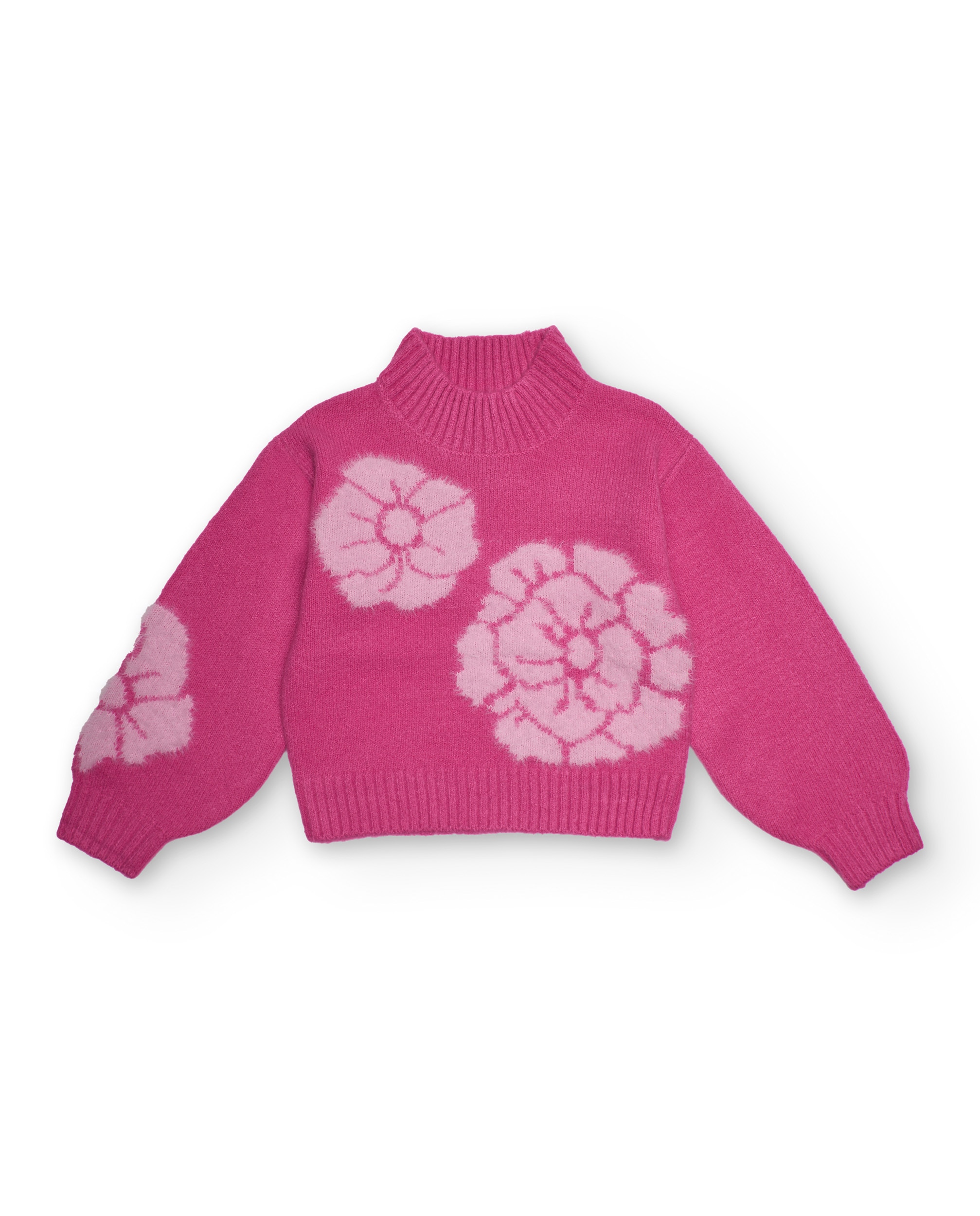 Imagem 0 de Camisola Rosa Infantil com Gola Alta e Flores Grandes
