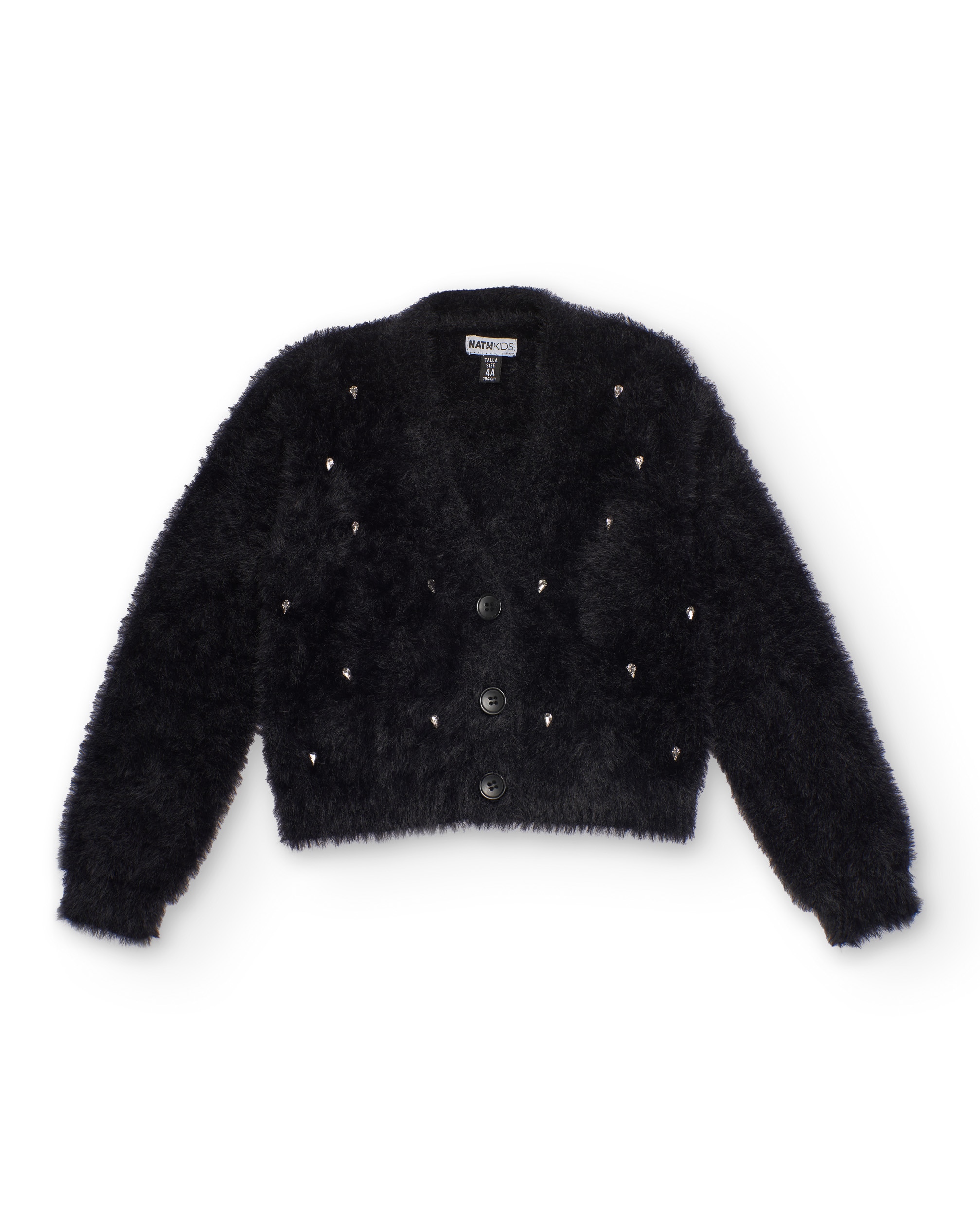 Imagem 0 de Casaco de Malha em Preto Infantil com Apliques Brilhantes