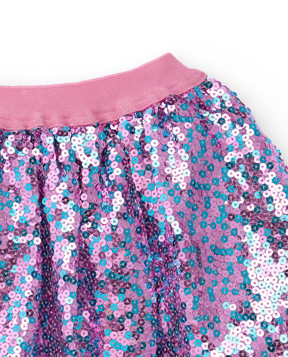 Saia de Lantejoulas para Bebé em Rosa com Brilho Multicolor Rosa-3