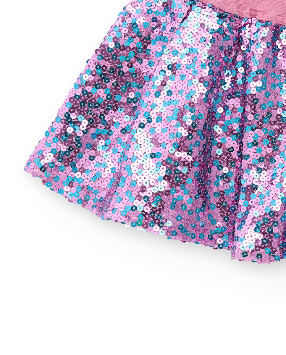 Saia de Lantejoulas para Bebé em Rosa com Brilho Multicolor Rosa-4