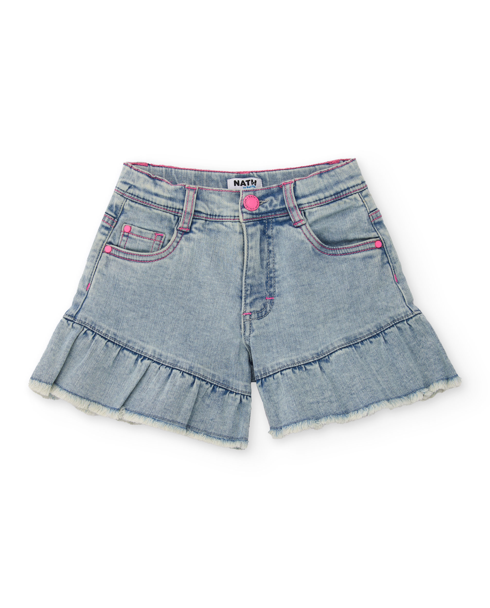Short Infantil de Plana e Denim Suave Azul denim-2