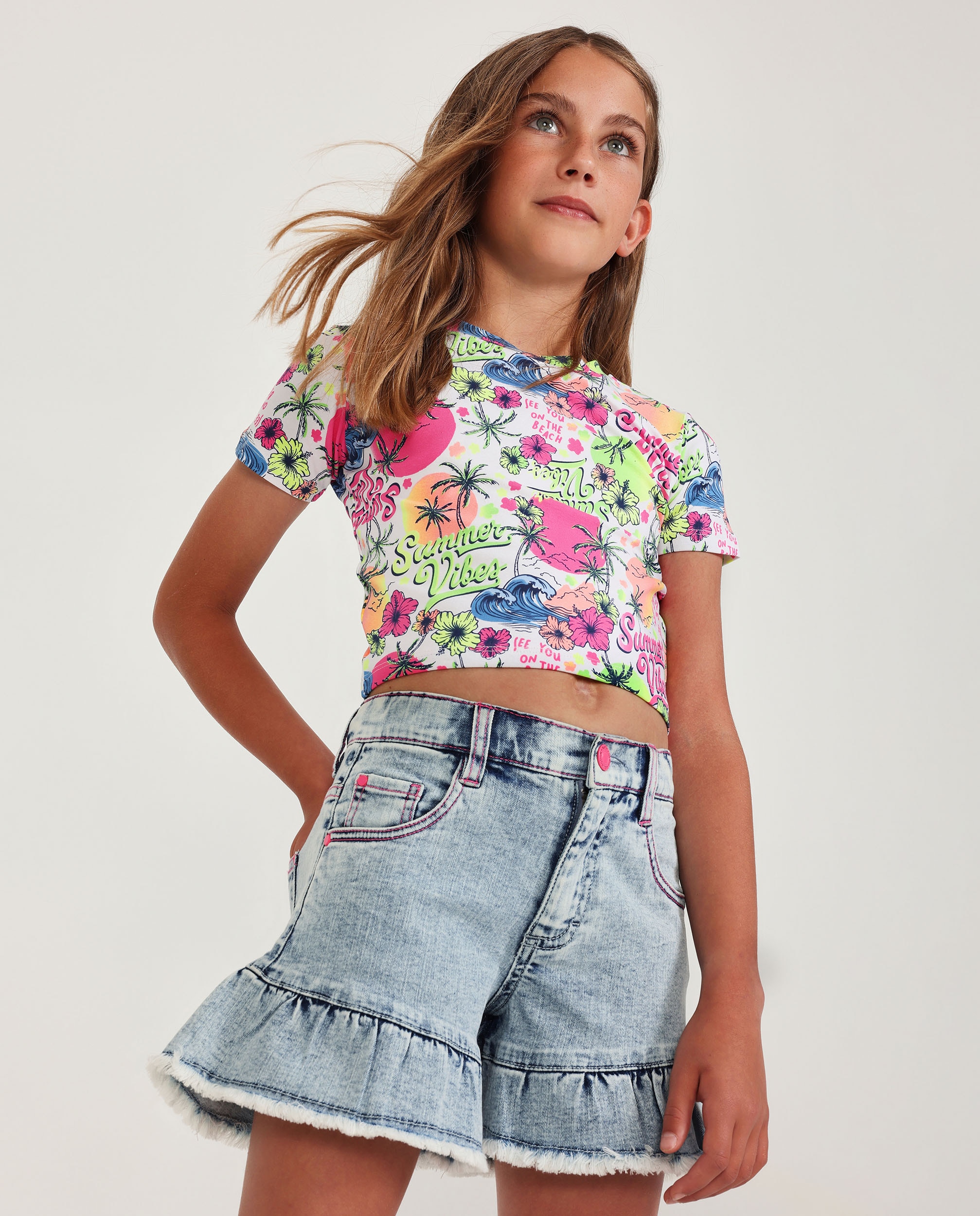 Imagem 0 de Short Infantil de Plana e Denim Suave