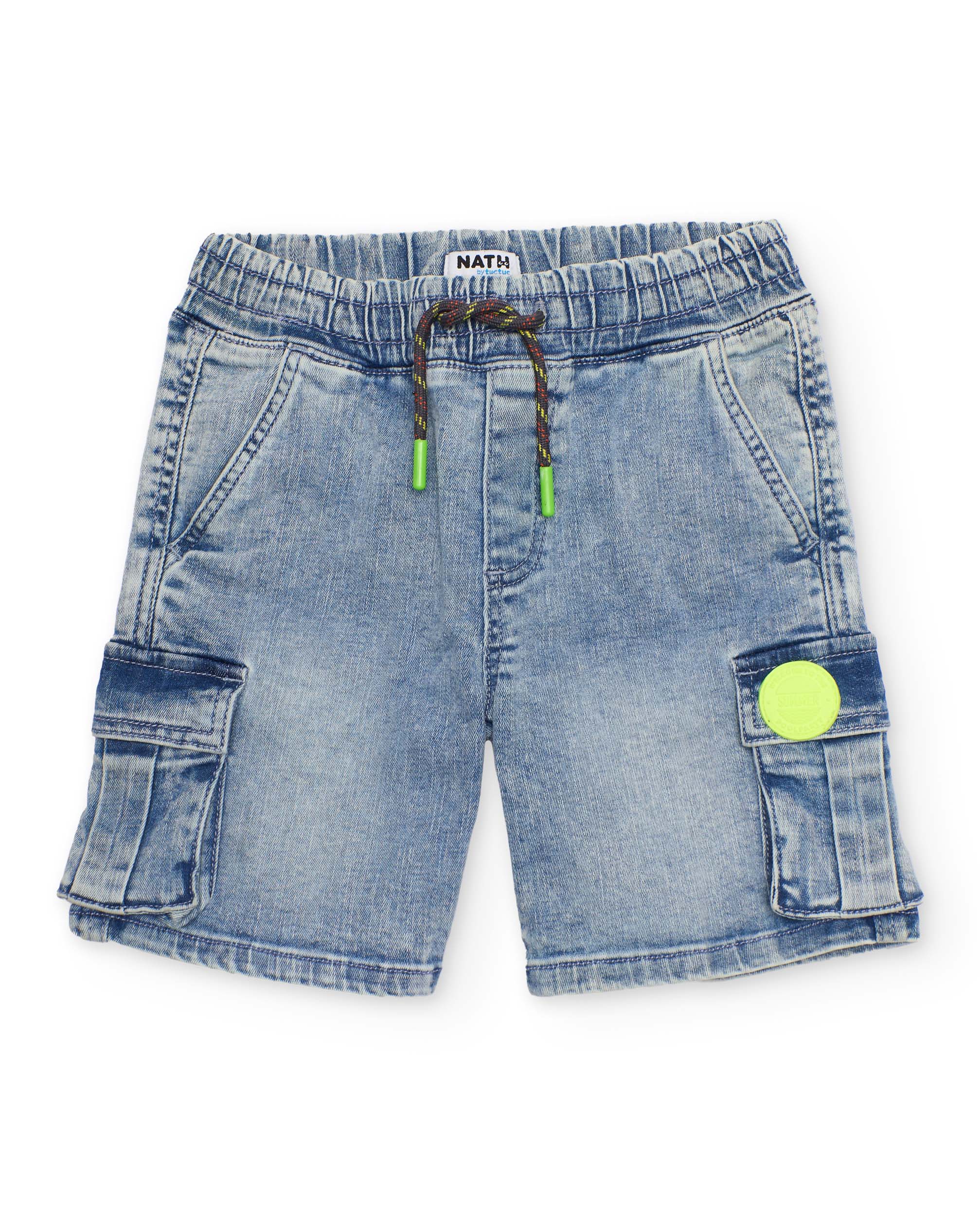 Bermudas Infantil de Plana e Tecido Denim Azul denim-2