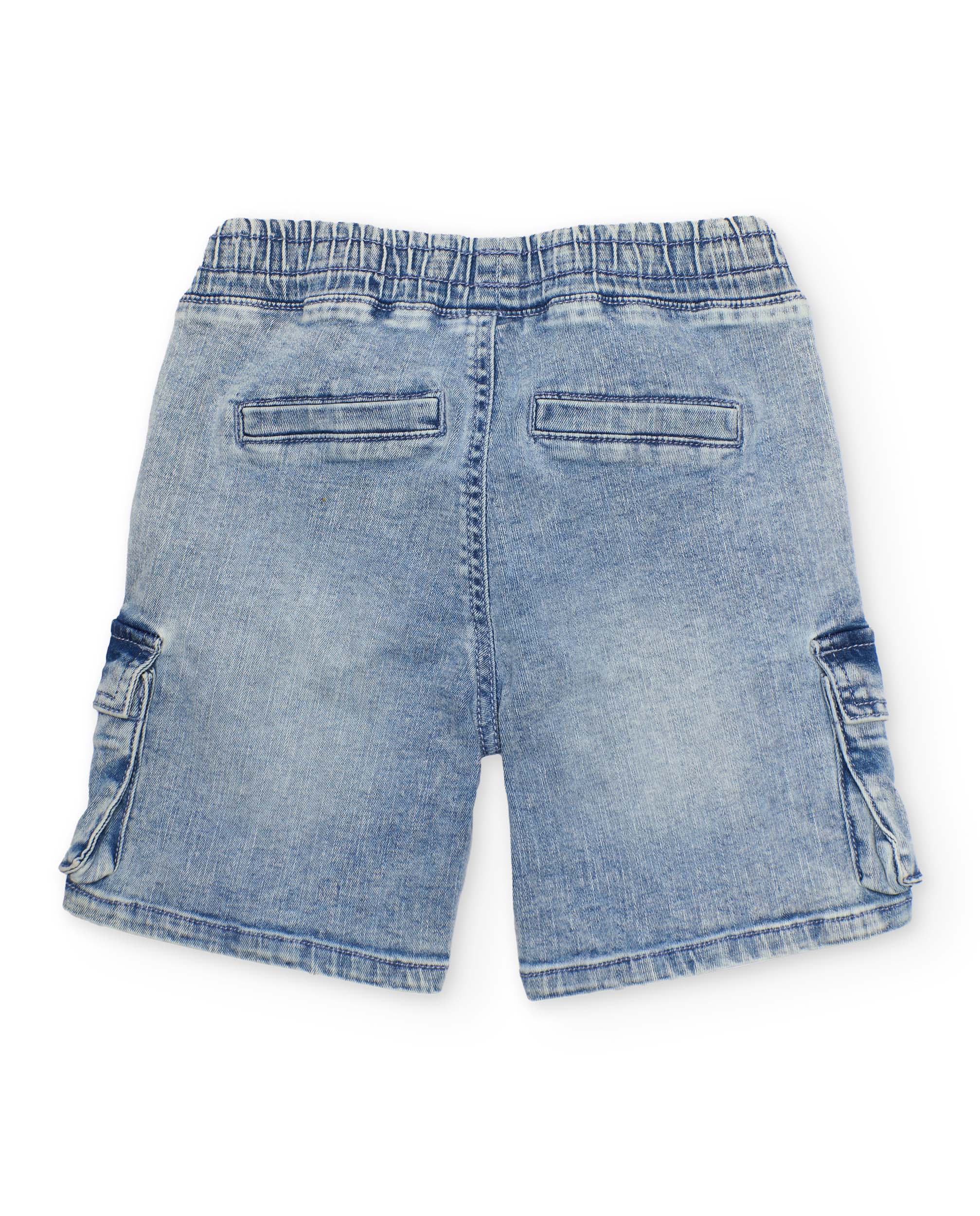 Bermudas Infantil de Plana e Tecido Denim Azul denim-3