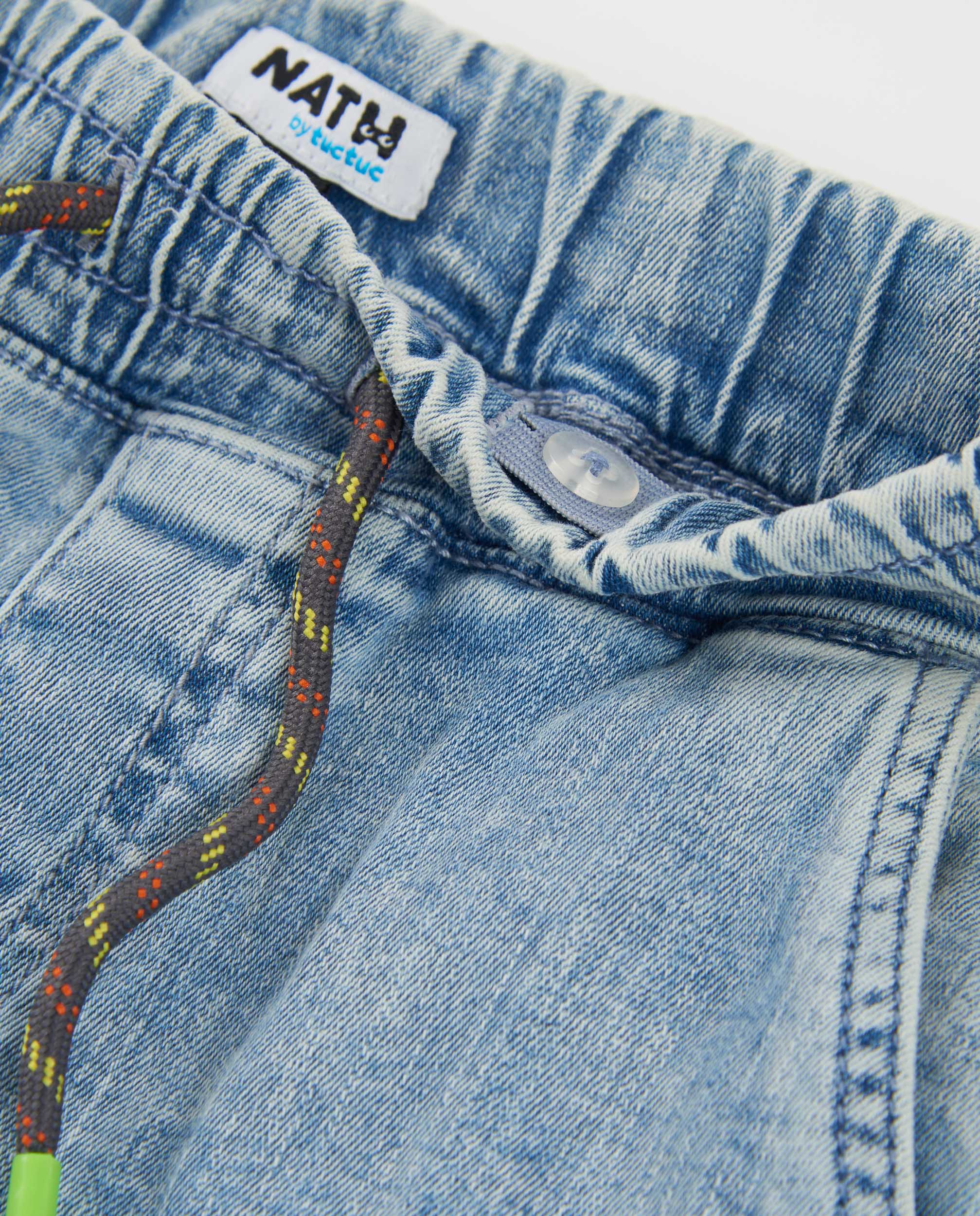 Bermudas Infantil de Plana e Tecido Denim Azul denim-4