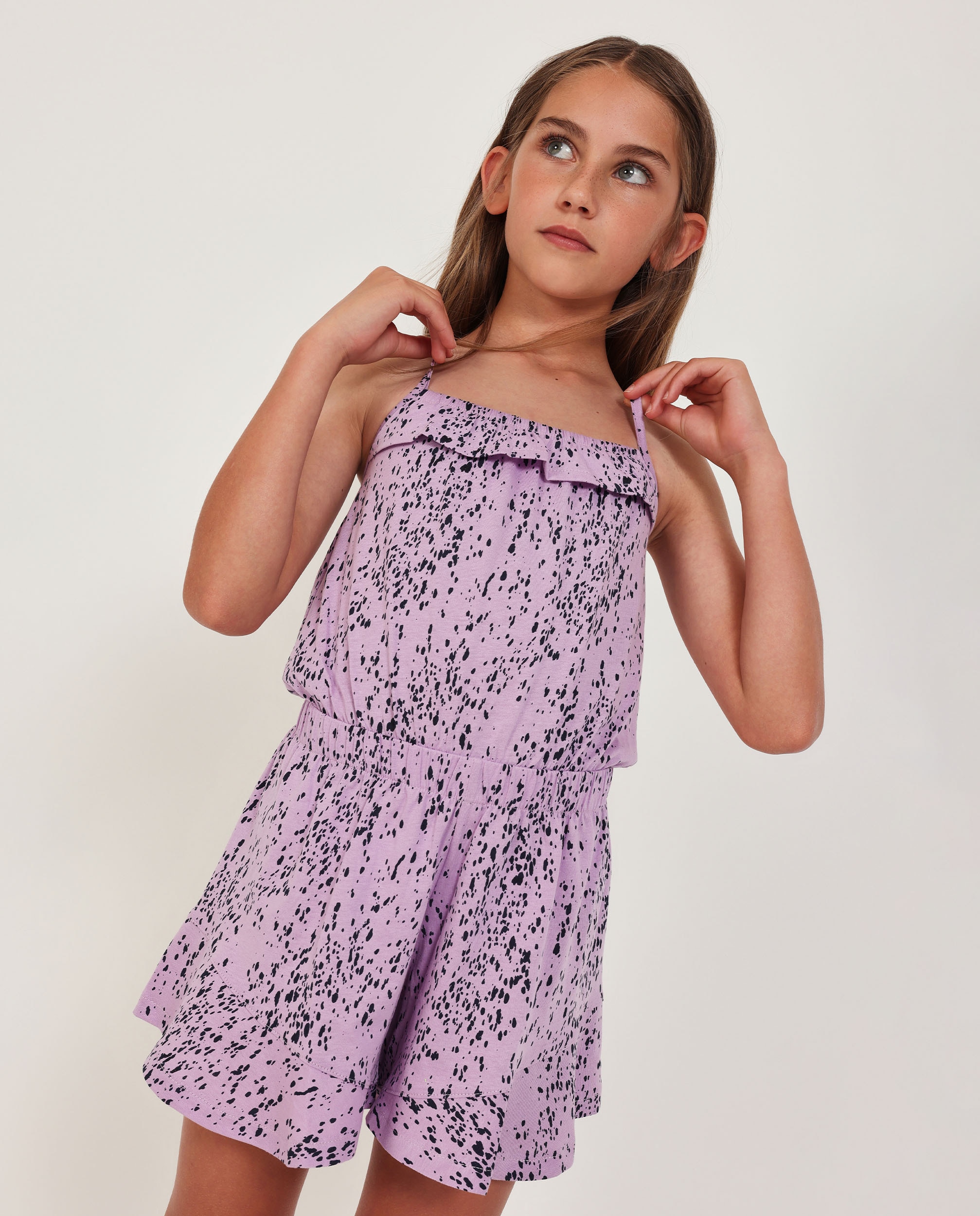 Imagem 0 de Macacão Infantil de Malha com Folho no Decote