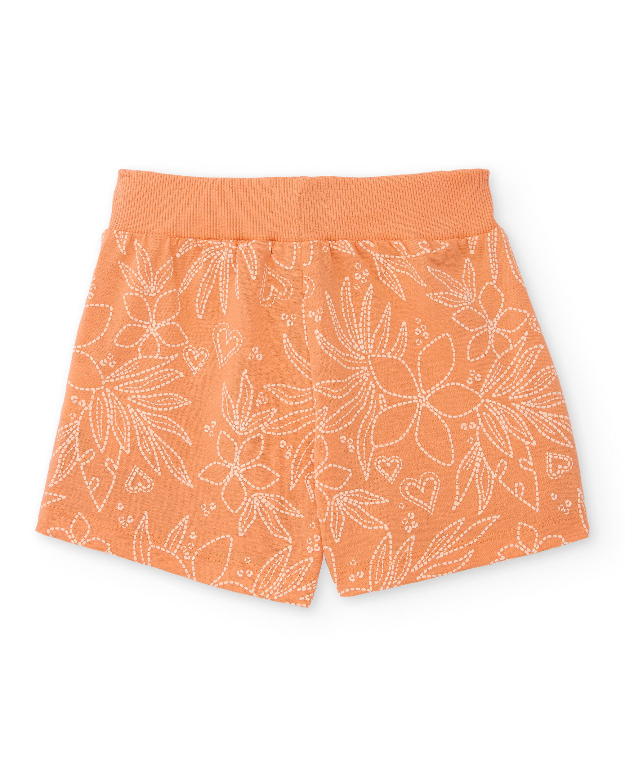 Calções de Malha com Estampado Floral Laranja-2