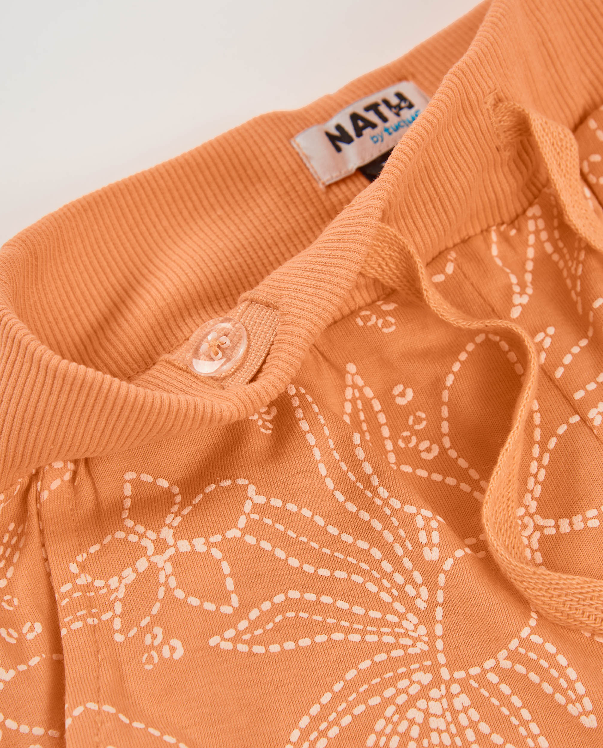 Calções de Malha com Estampado Floral Laranja-3