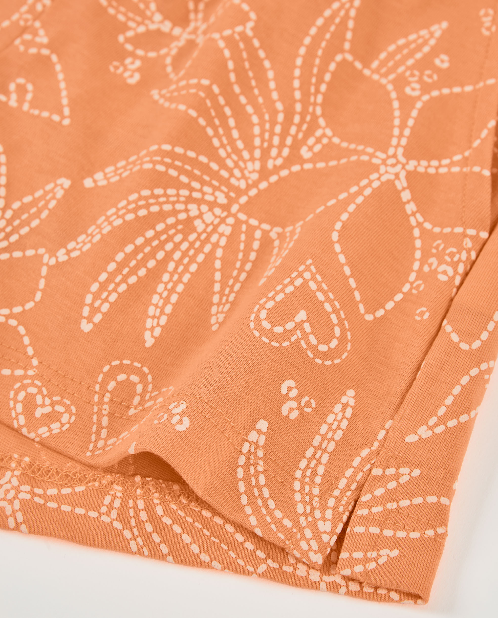 Calções de Malha com Estampado Floral Laranja-4