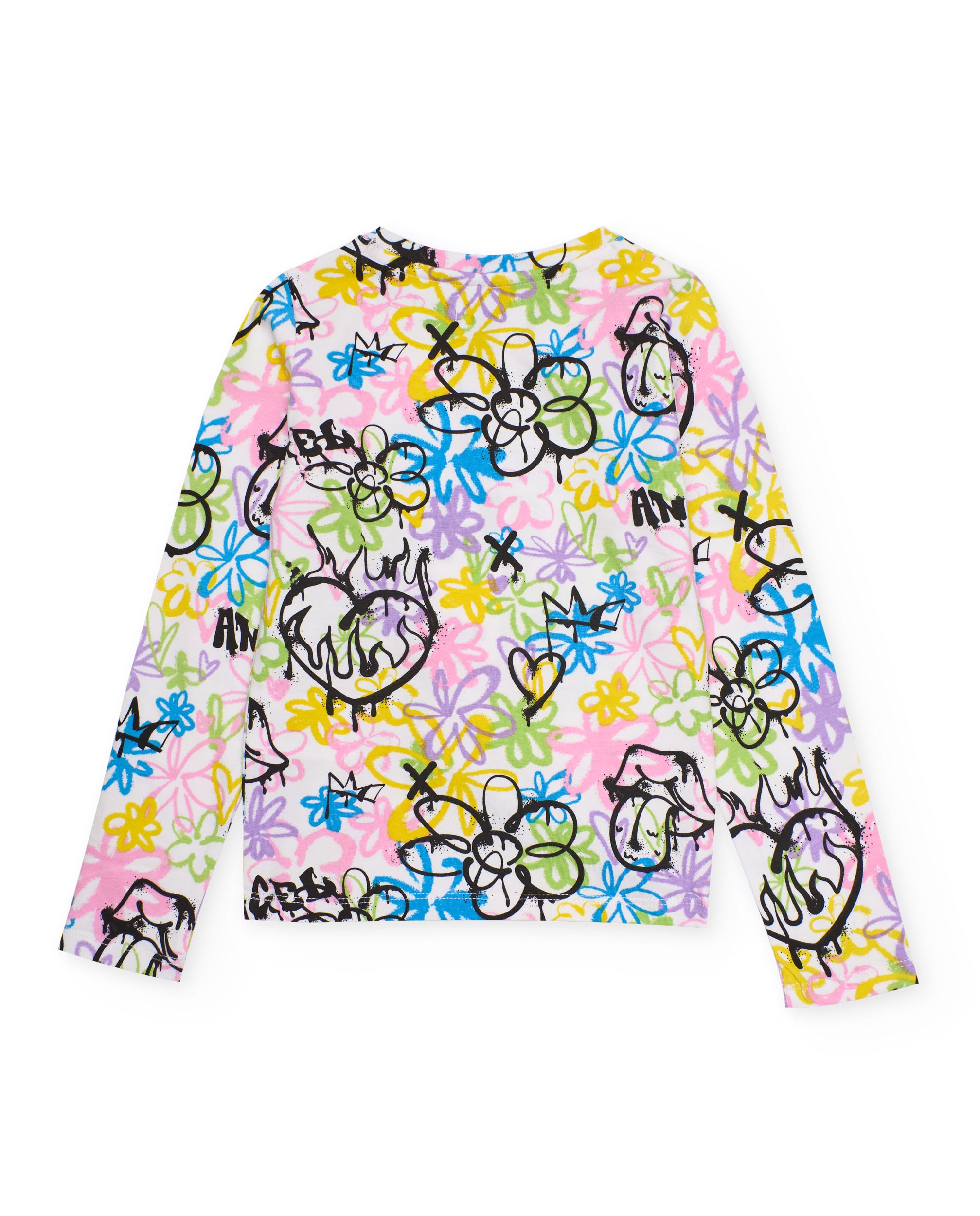 T-shirt Infantil de Malha com Estilo Graffiti Branco-2