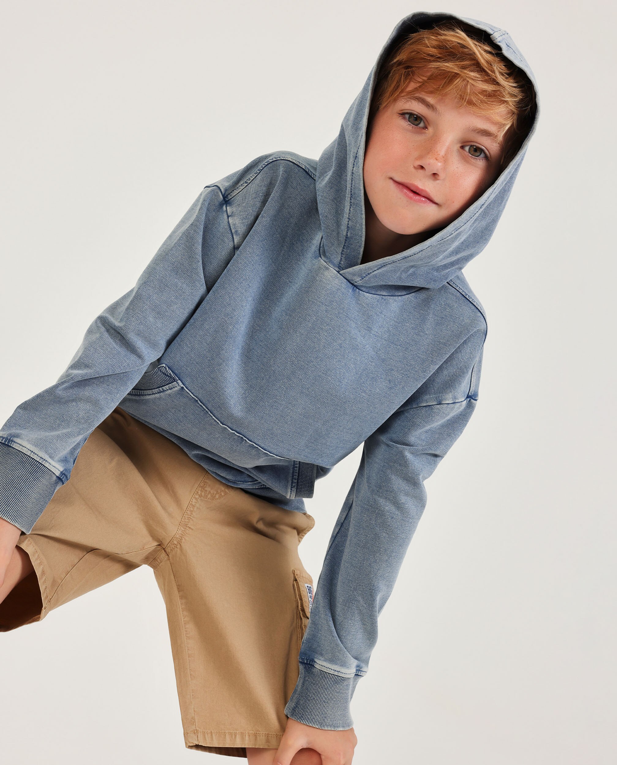 Imagem 0 de Sweat Infantil de Malha e Denim Efeito Lavado