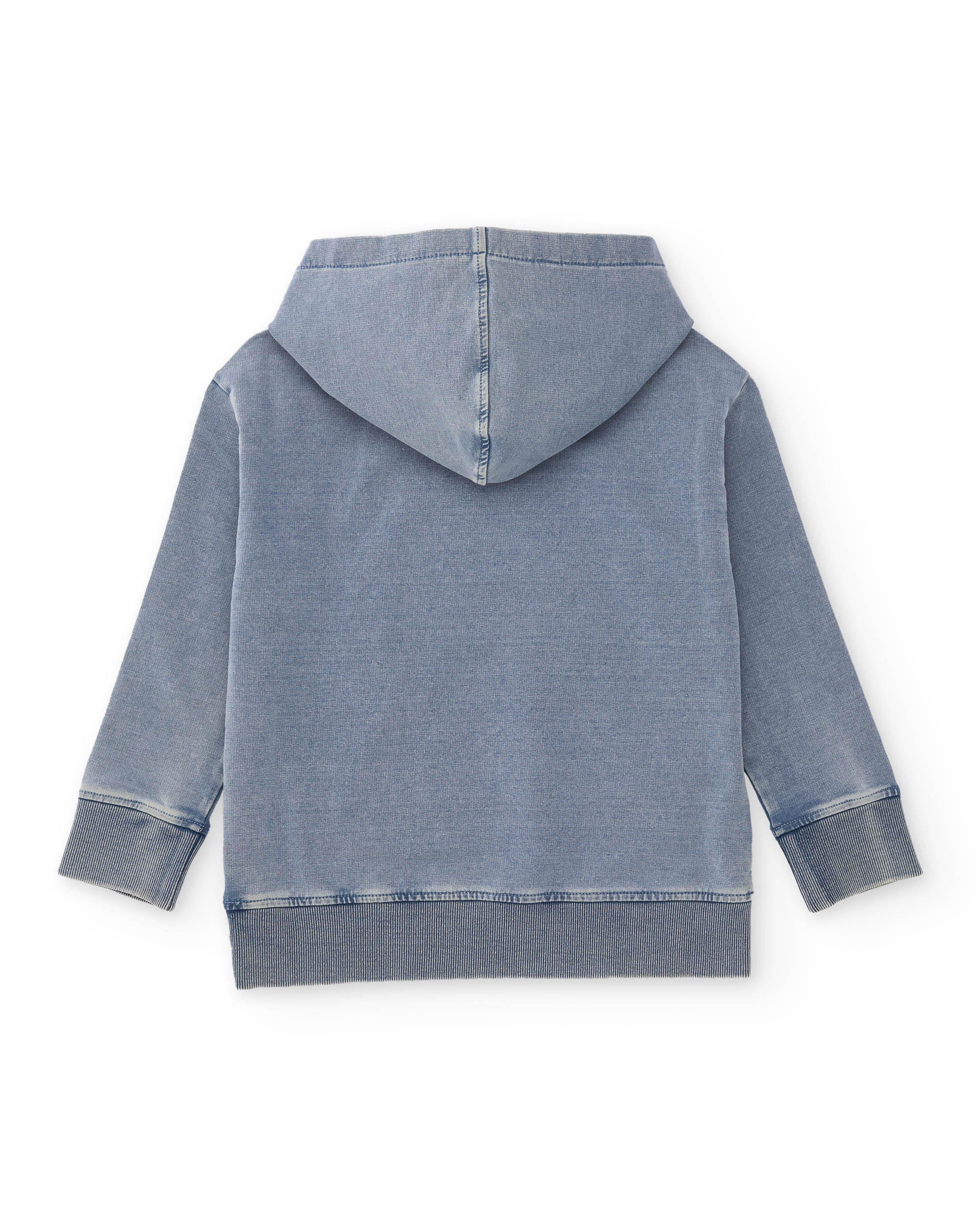 Sweat Infantil de Malha e Denim Efeito Lavado Azul denim-3