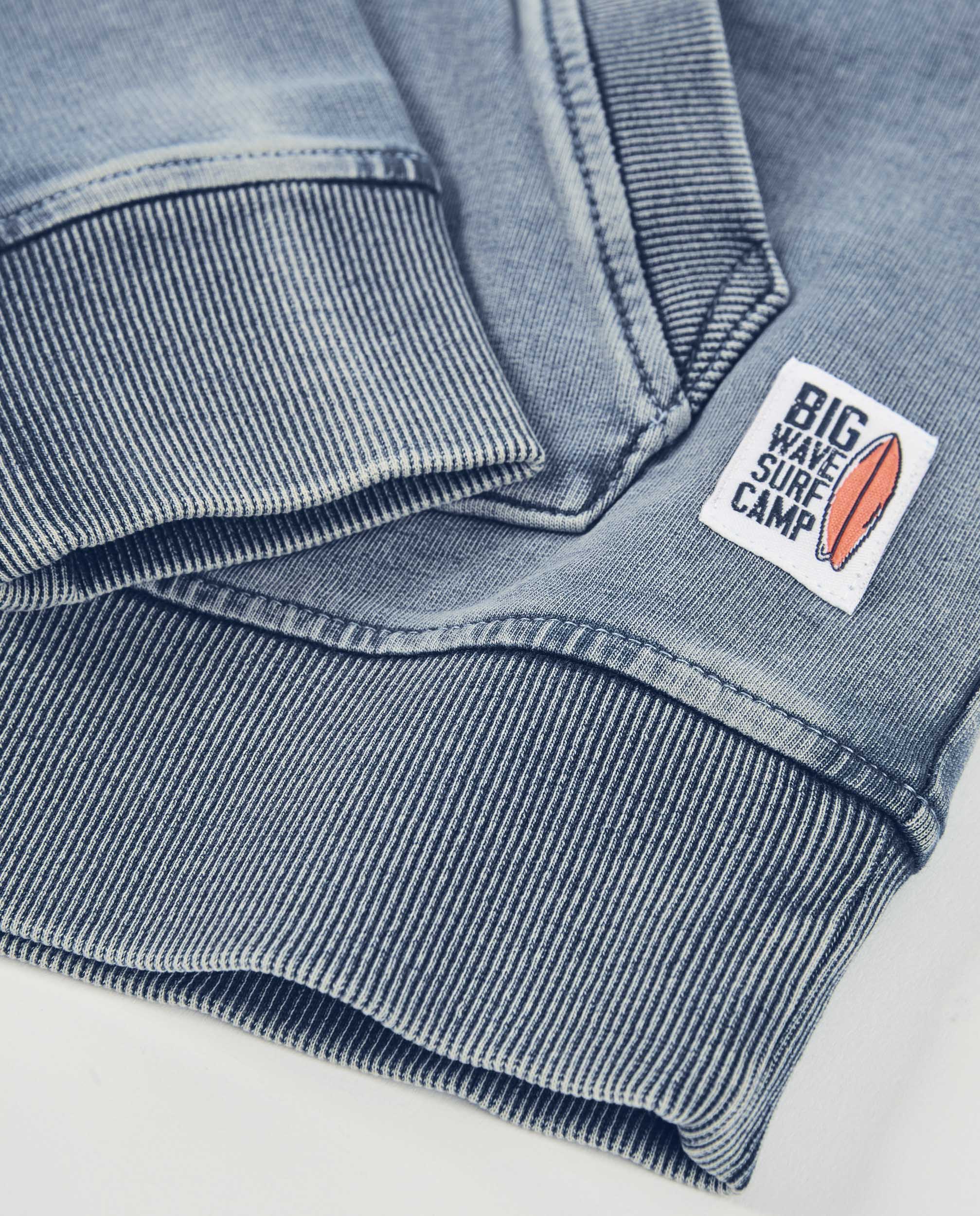 Sweat Infantil de Malha e Denim Efeito Lavado Azul denim-5