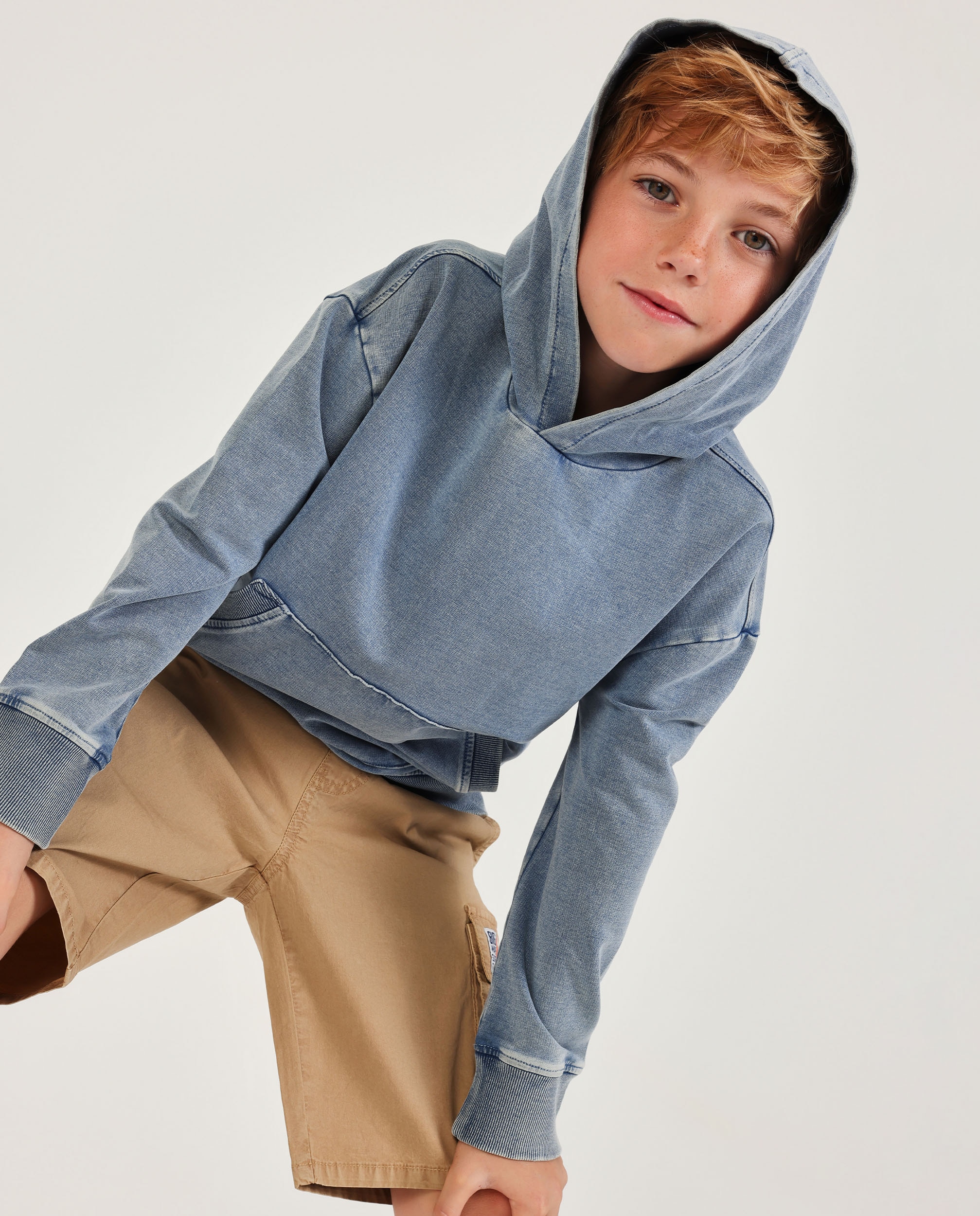 Imagem 0 de Sweat Infantil de Malha e Denim Efeito Lavado