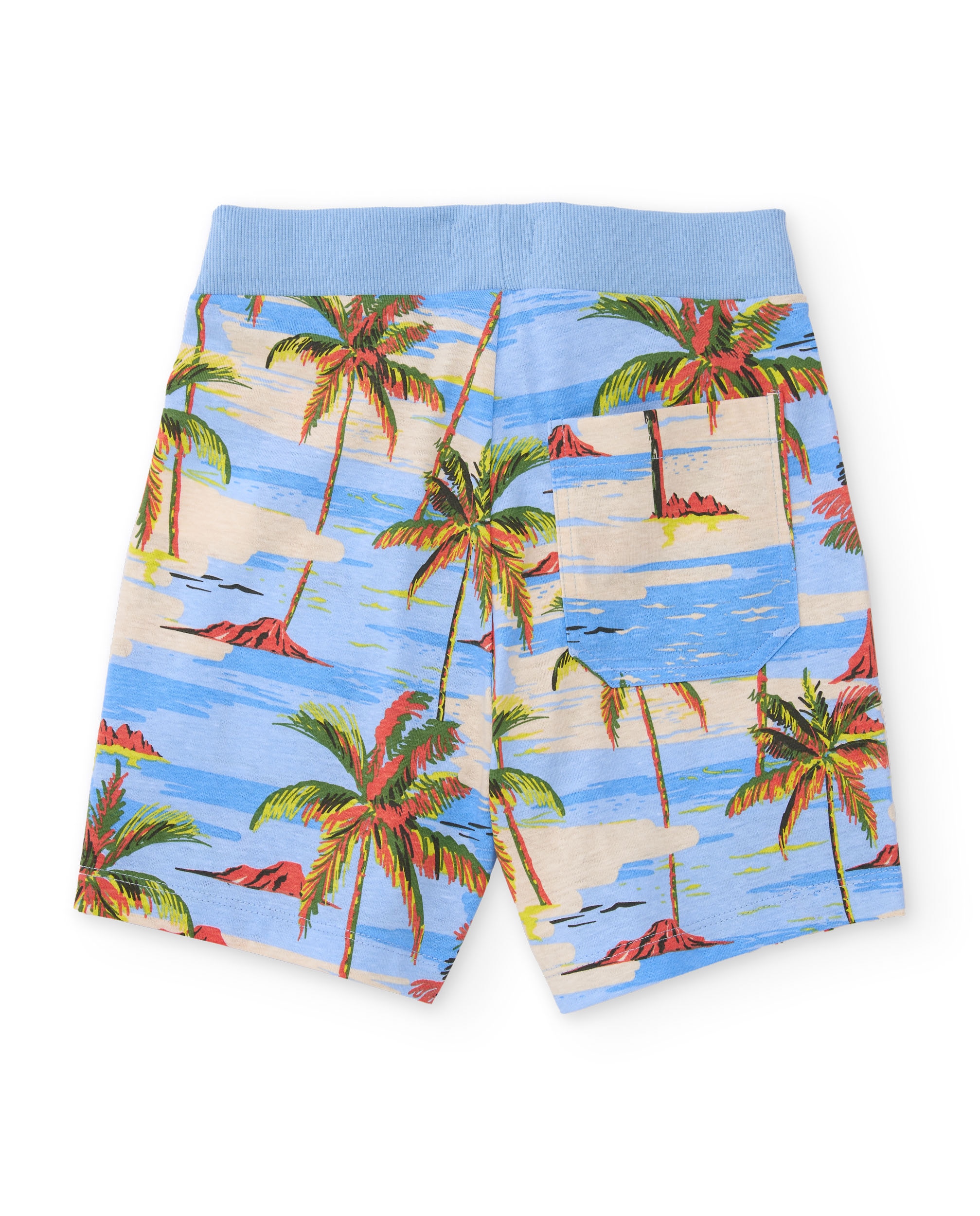 Bermudas Infantil de Malha com Estampado de Palmeiras Azul-claro-2
