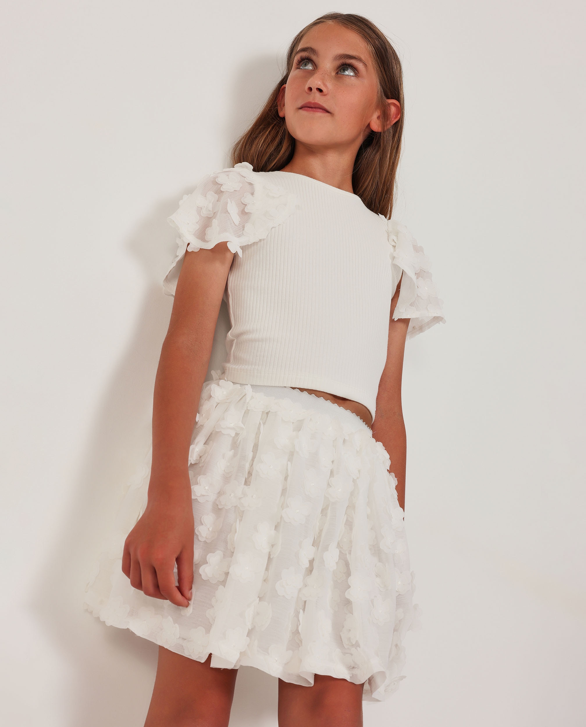 Imagem 0 de T-shirt Infantil de Malha com Mangas Abalonadas