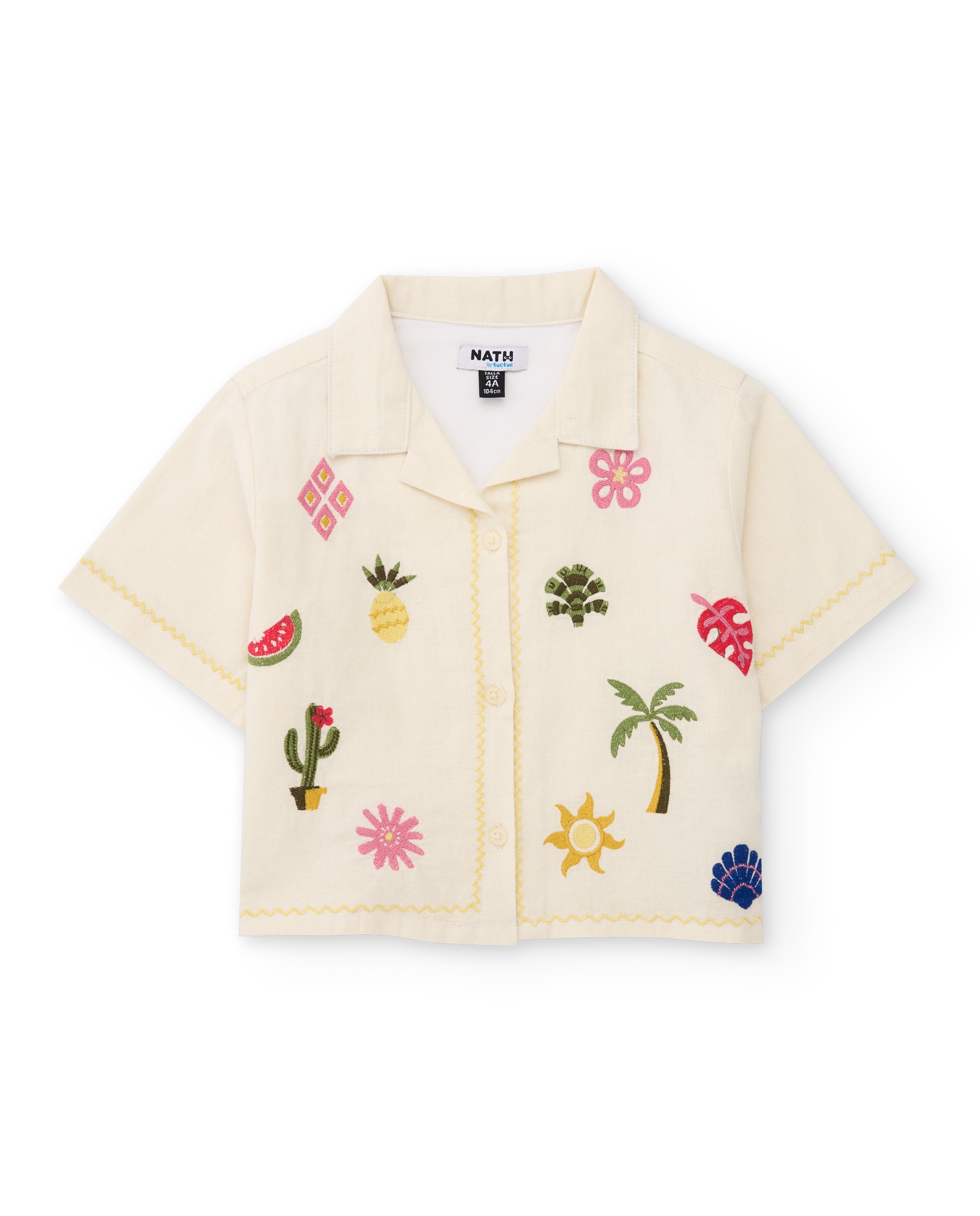 Camisa Infantil de Plana com Bordados Coloridos Tuc tuc Branco-2