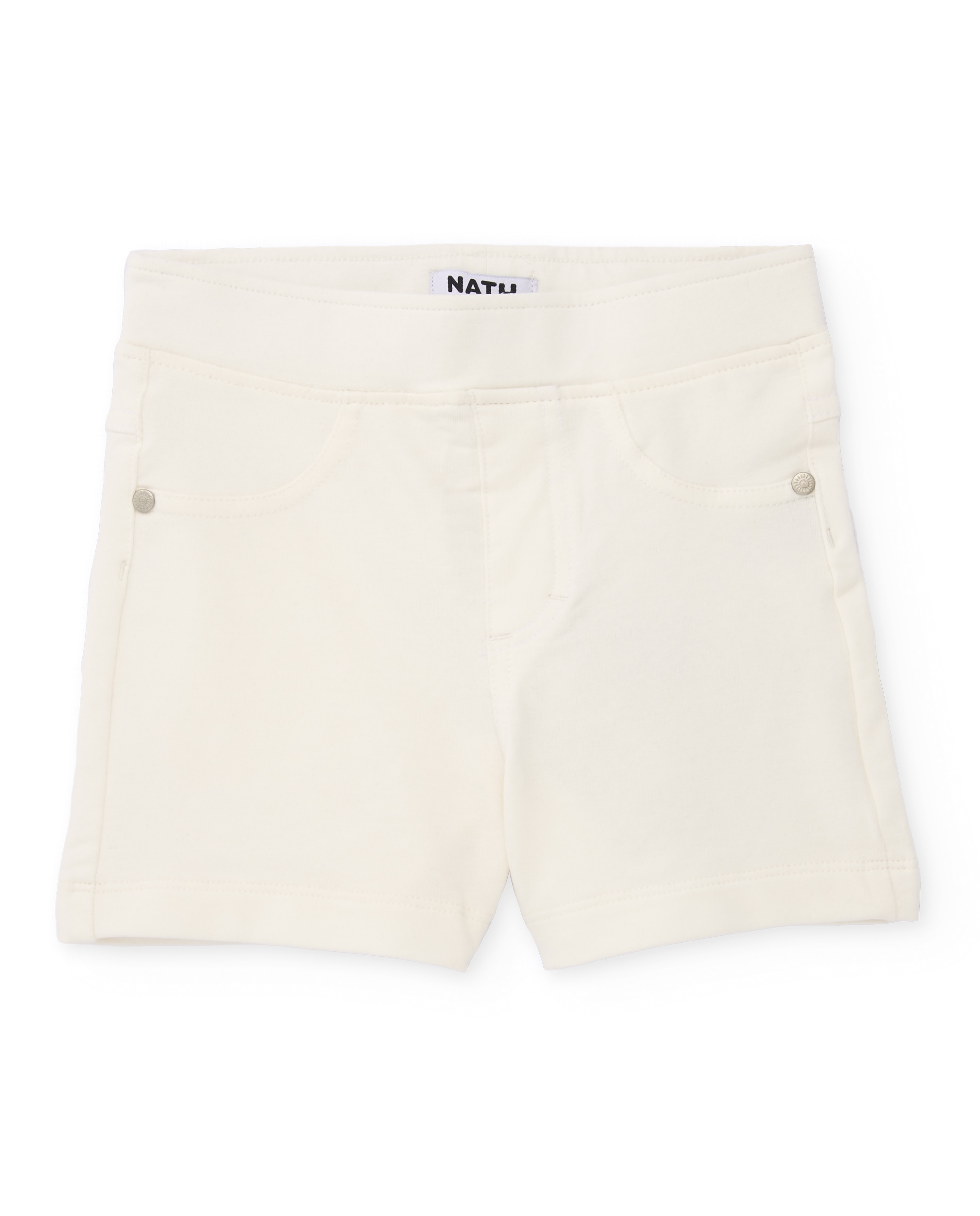 Calções Infantil de Malha e Tecido Elástico Branco-1