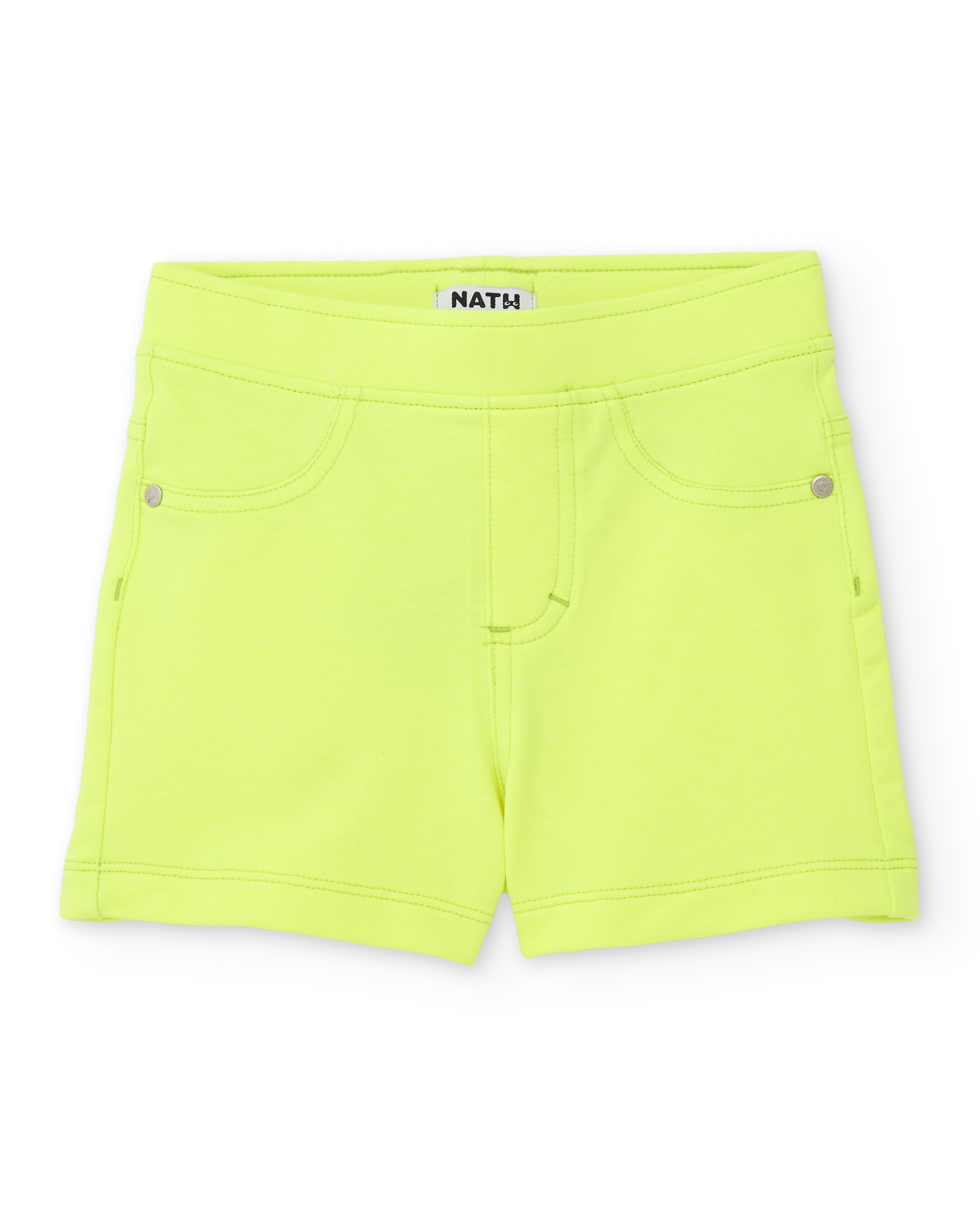 Calções Infantil de Malha e Tecido Elástico Amarelo-1