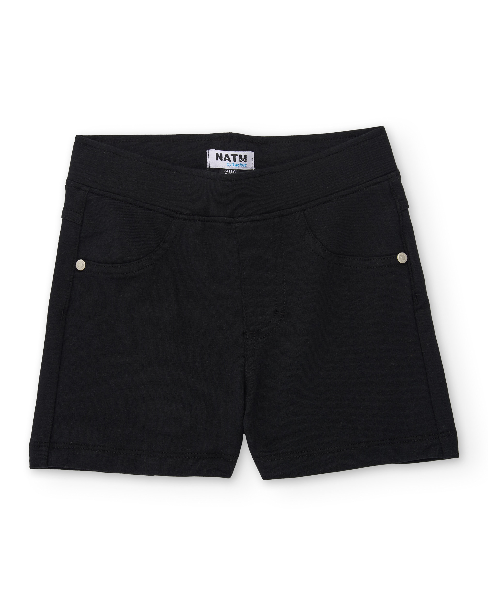 Calções Infantil de Malha e Tecido Elástico Preto-1