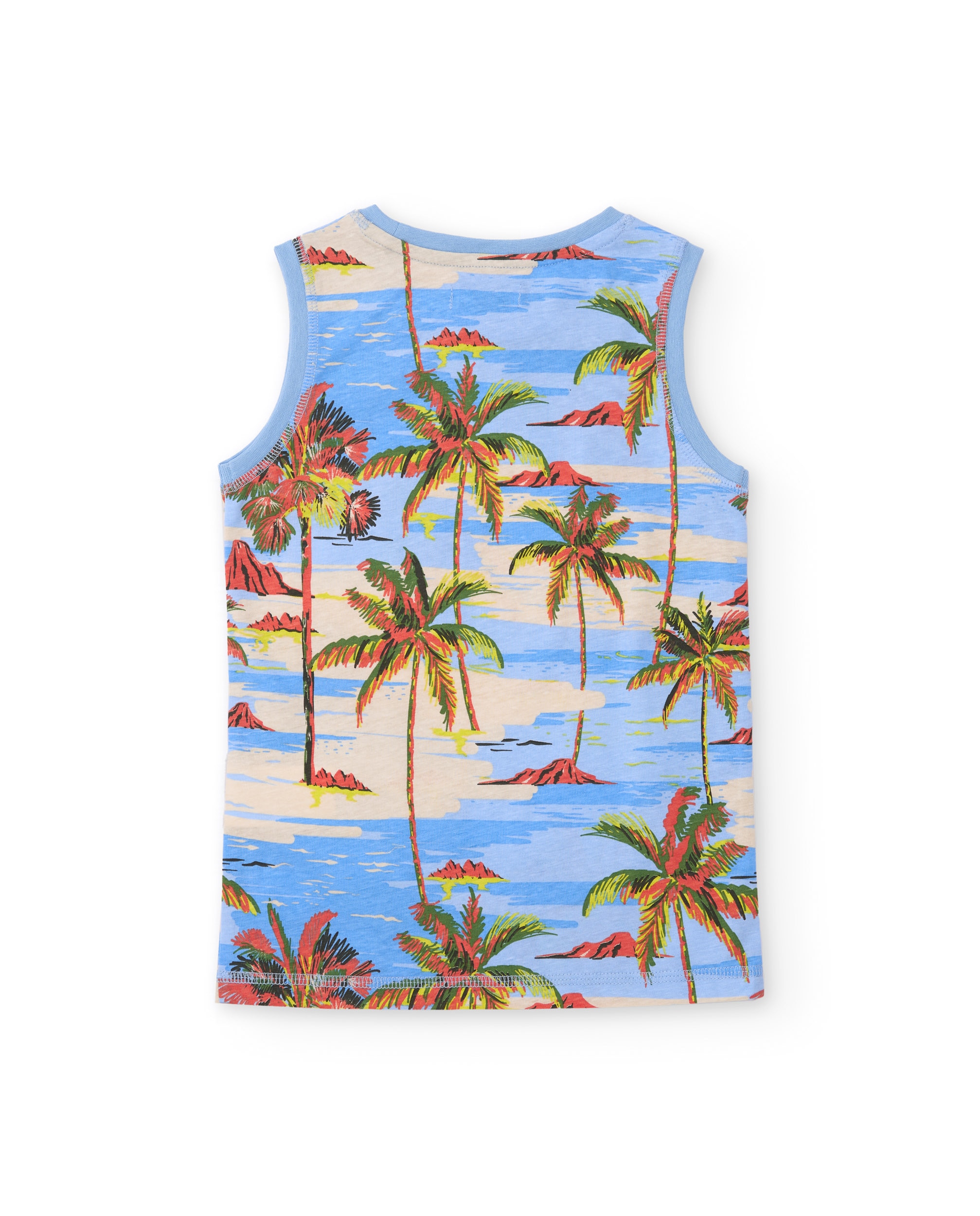 T-shirt Infantil de Malha com Estampado Tropical Azul-claro-2