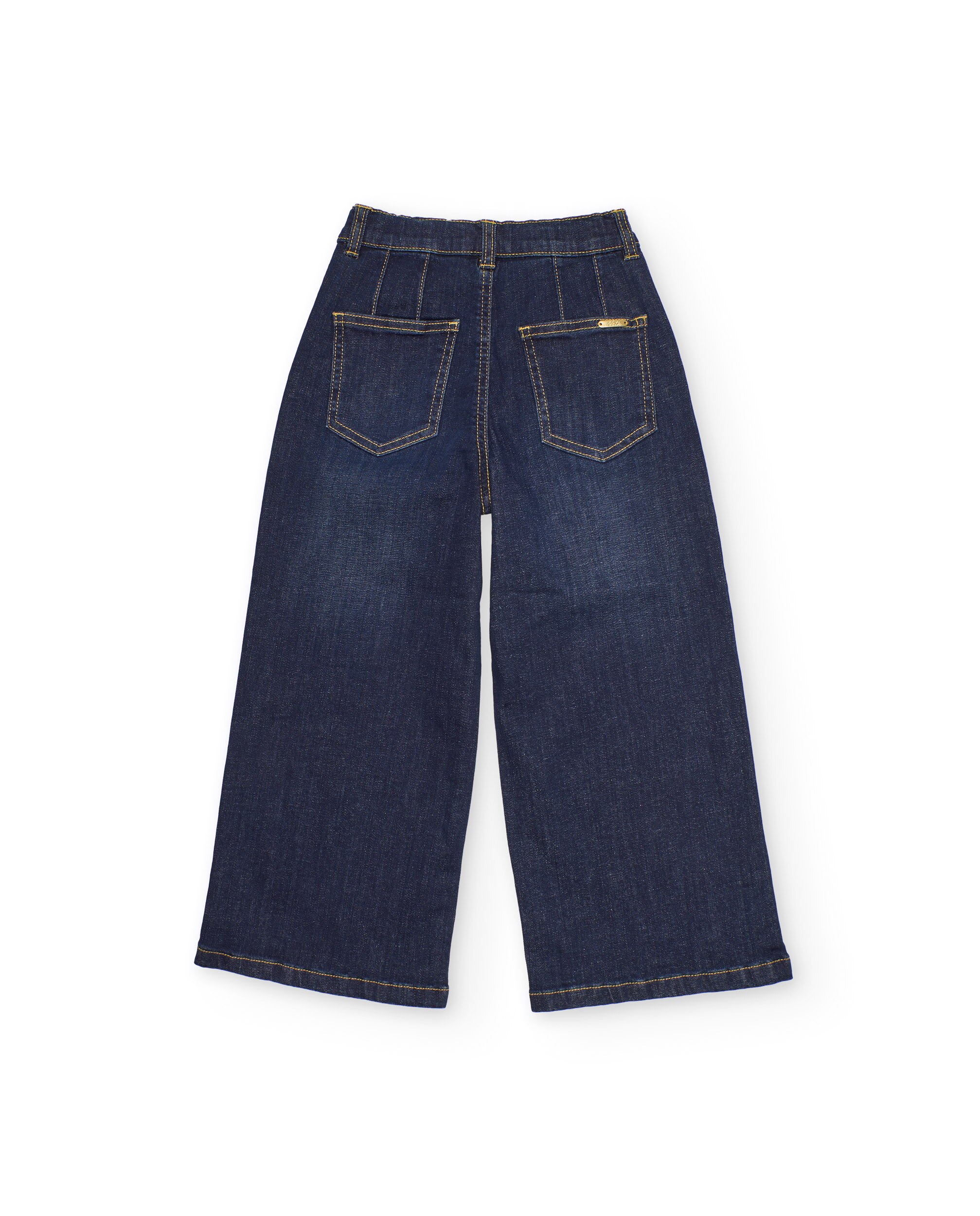Calças de Plana e Tecido Denim Azul denim-3
