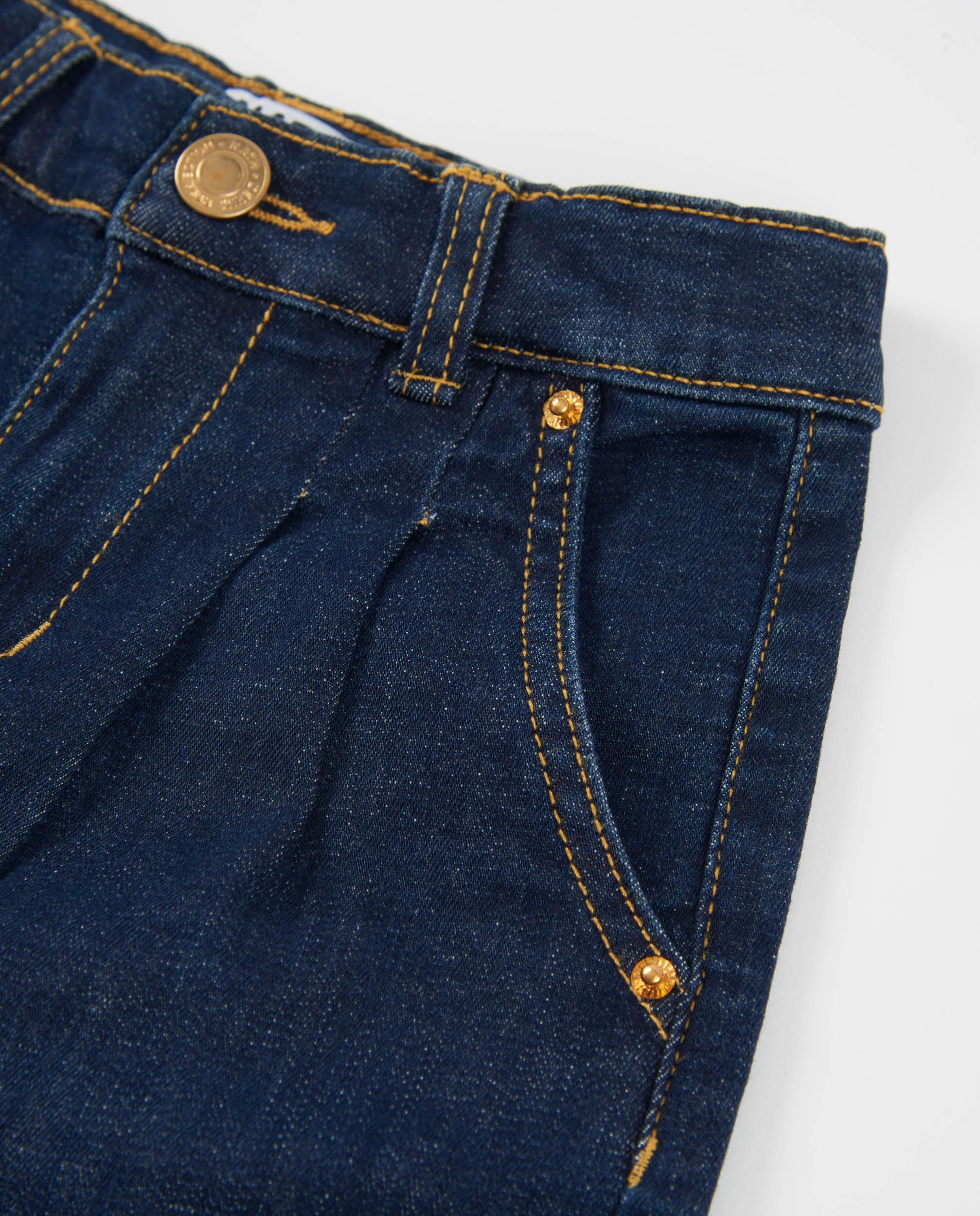 Calças de Plana e Tecido Denim Azul denim-4