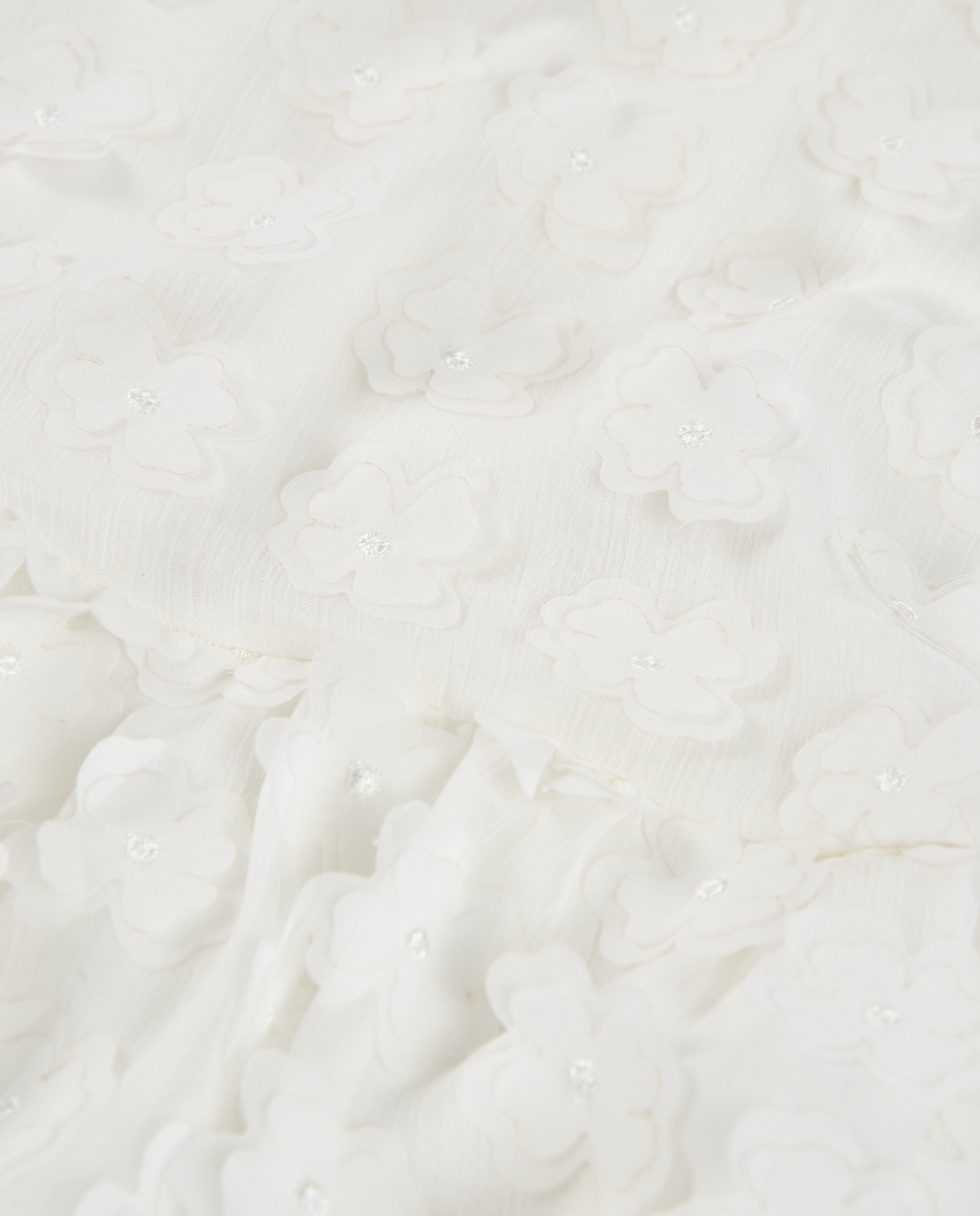 Vestido Infantil de Plana com Adornos Florais Branco-3