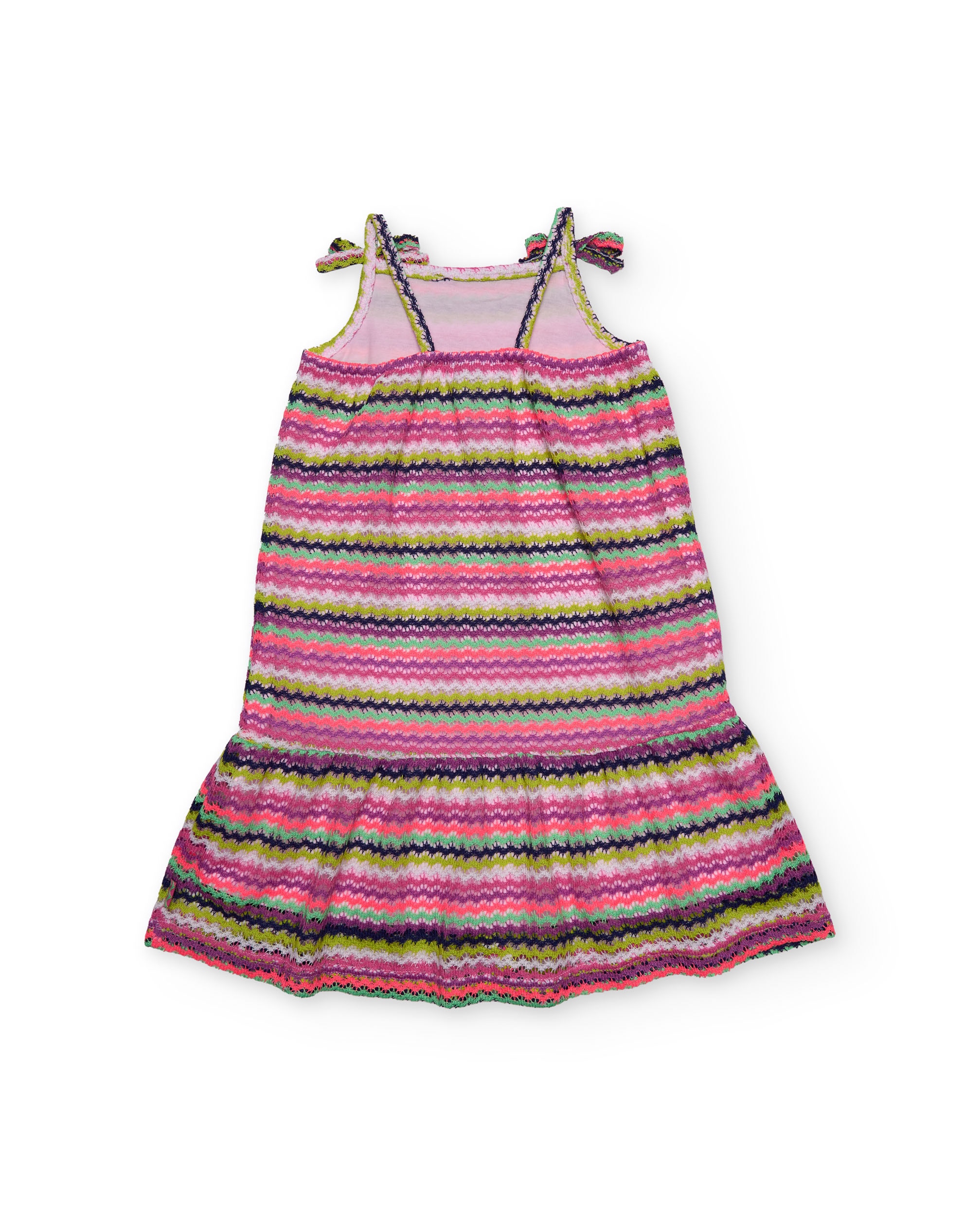 Vestido Infantil de Malha e Alças com Laços Rosa-2