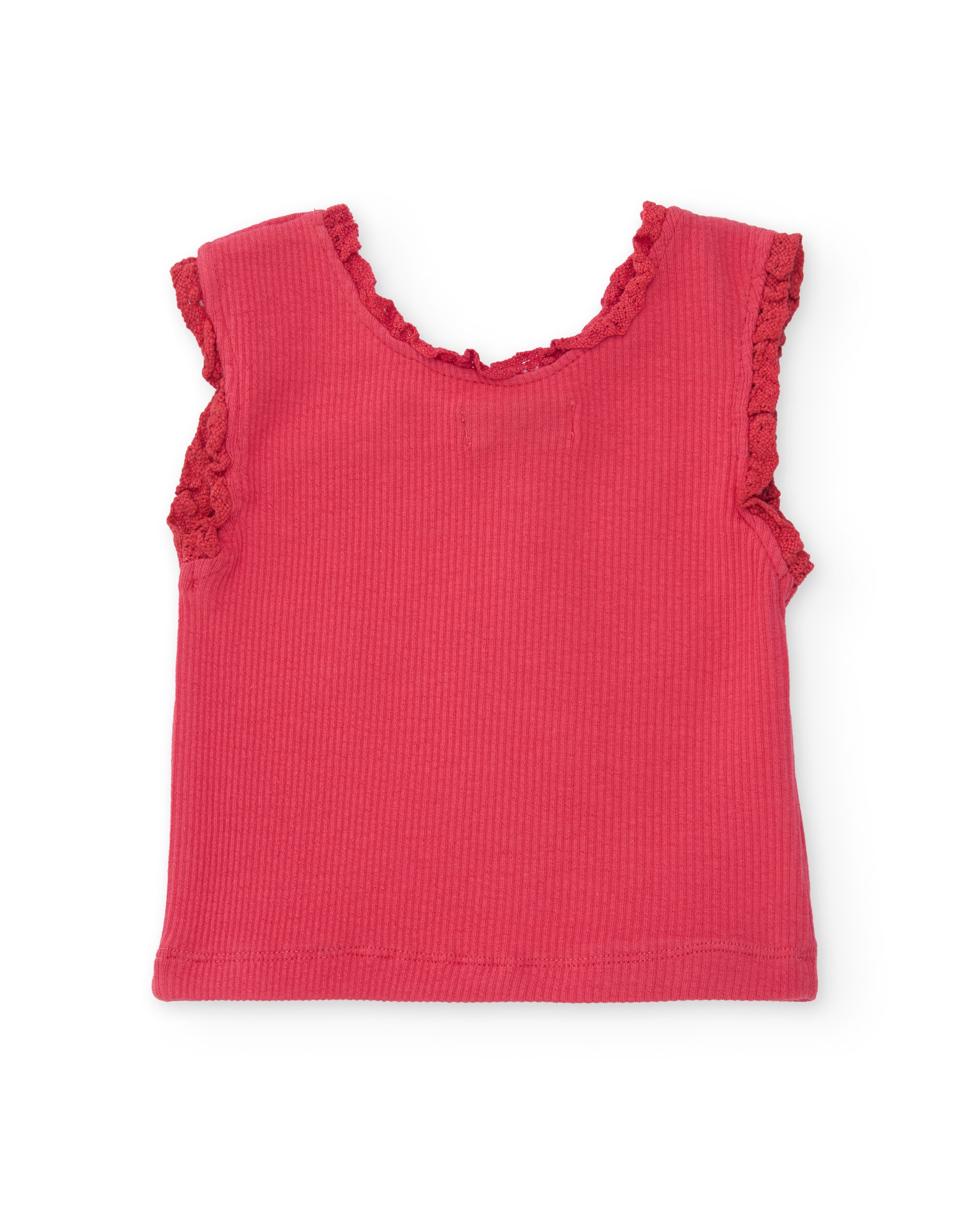 T-shirt Infantil de Malha com Folhos na Gola Tuc tuc Vermelho-2