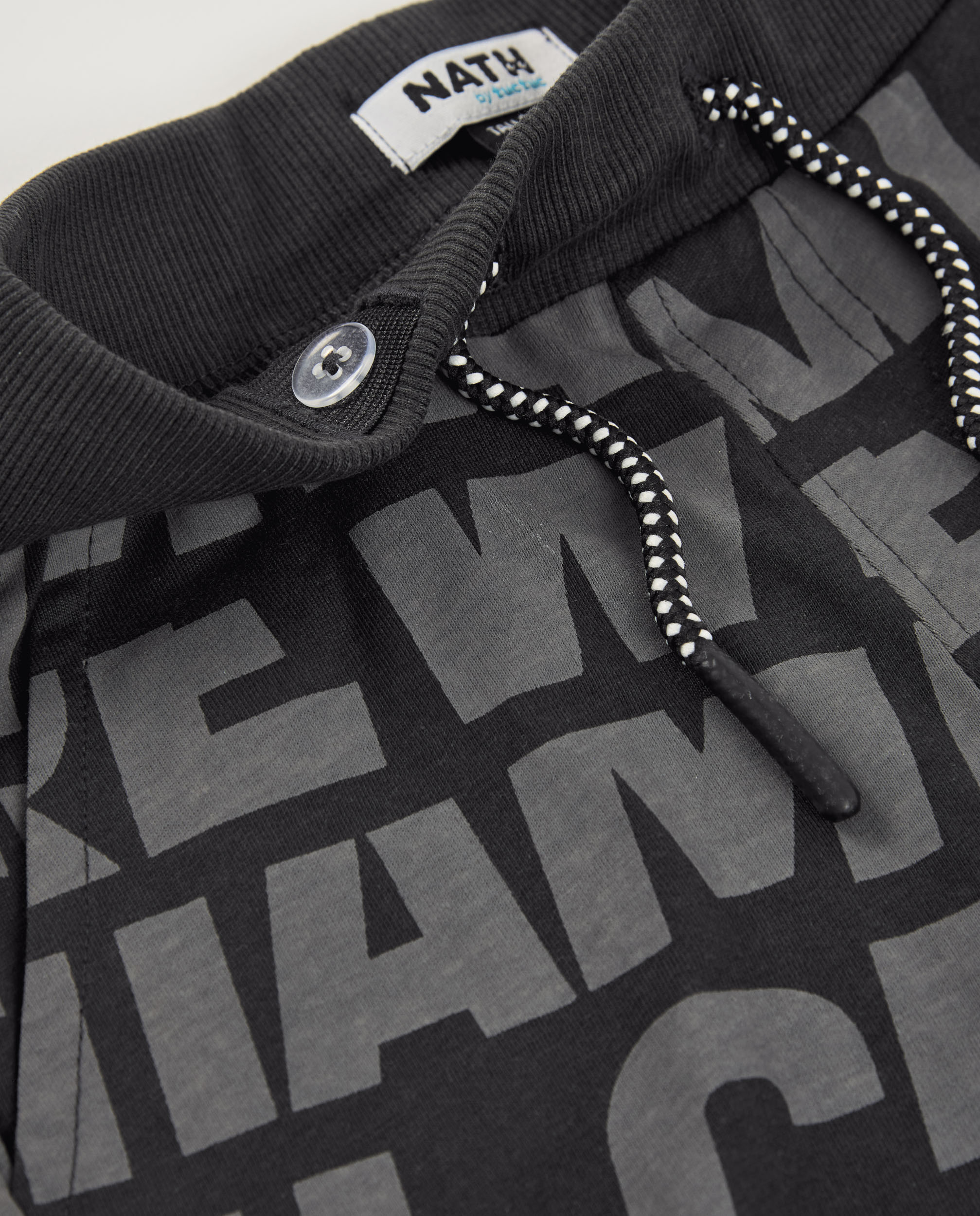 Bermudas Infantil de Malha com Estampado de Letras Preto-3