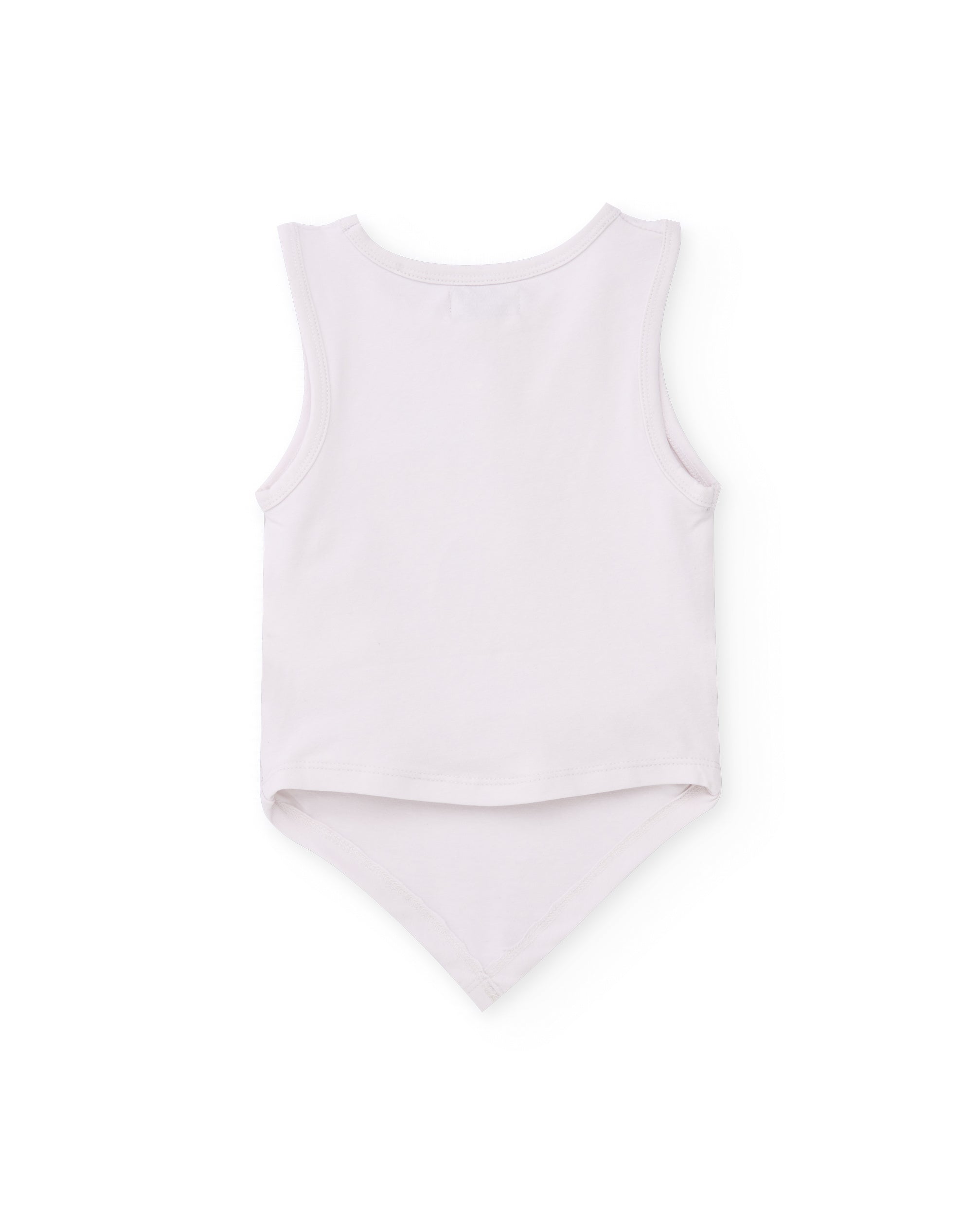 T-shirt Infantil de Malha com Bainha Acabada em V Branco-3