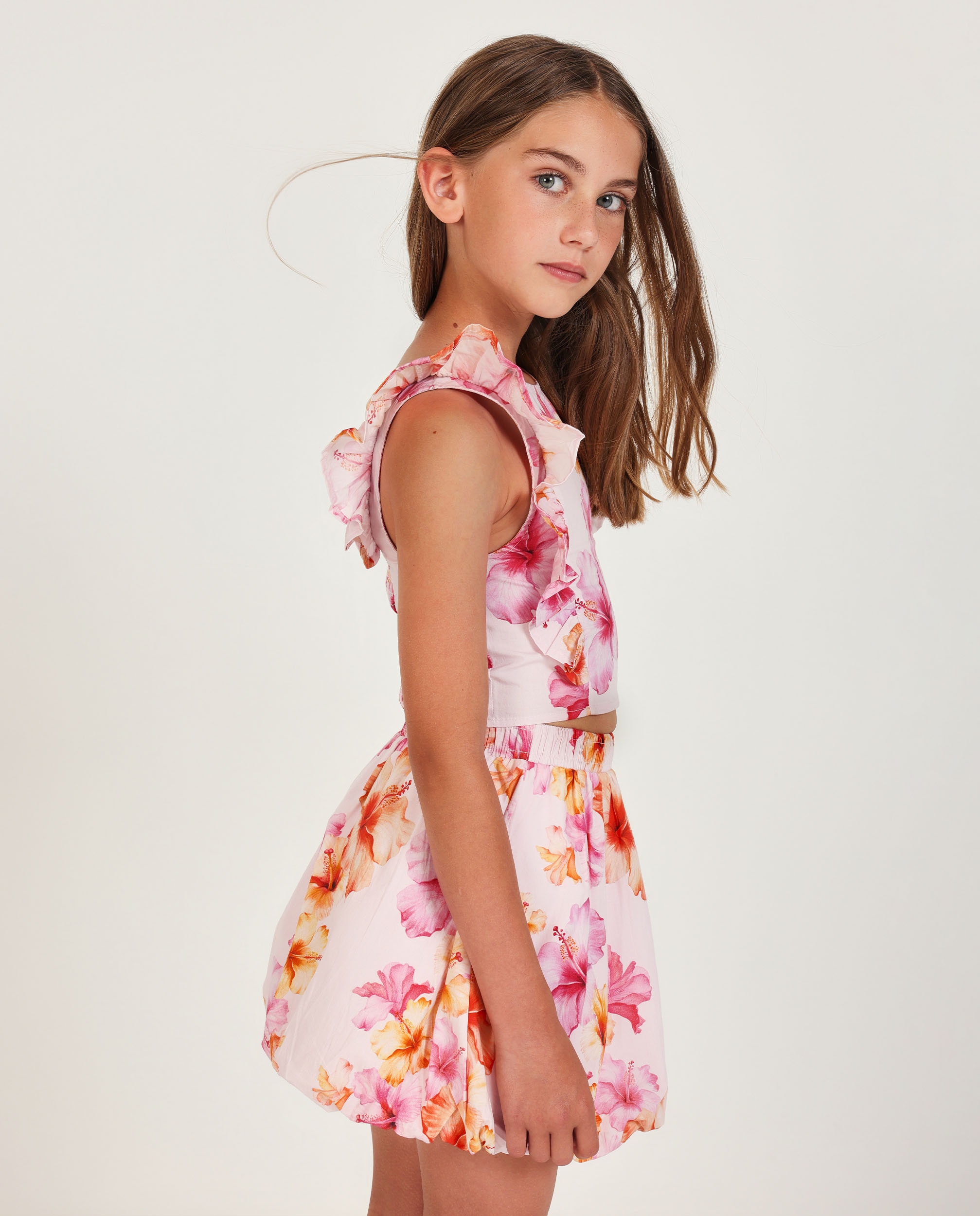 Blusa Infantil de Plana com Folhos Laterais Tuc tuc Rosa-1