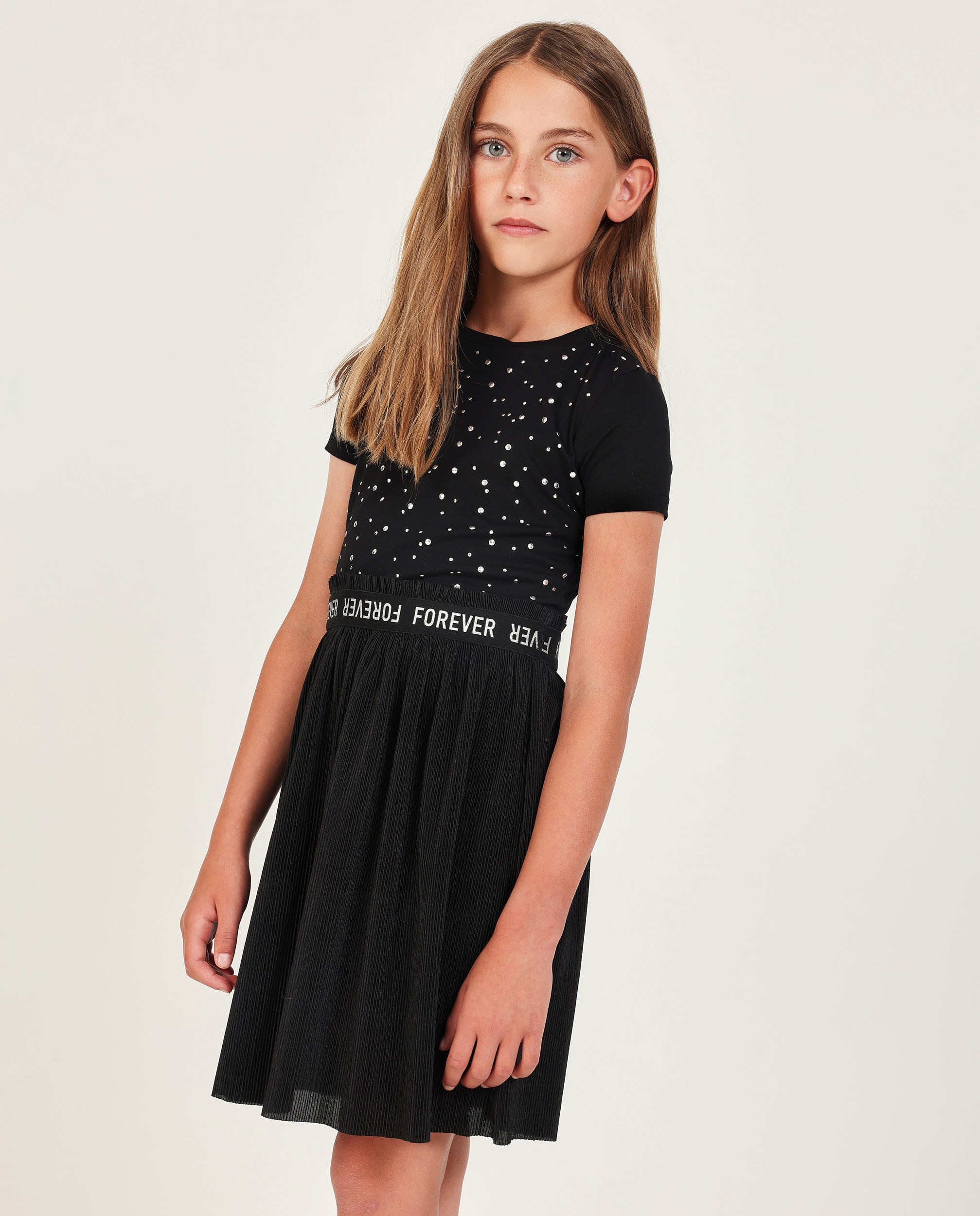 Vestido Infantil de Malha com Apliques Brilhantes Tuc tuc Preto-2