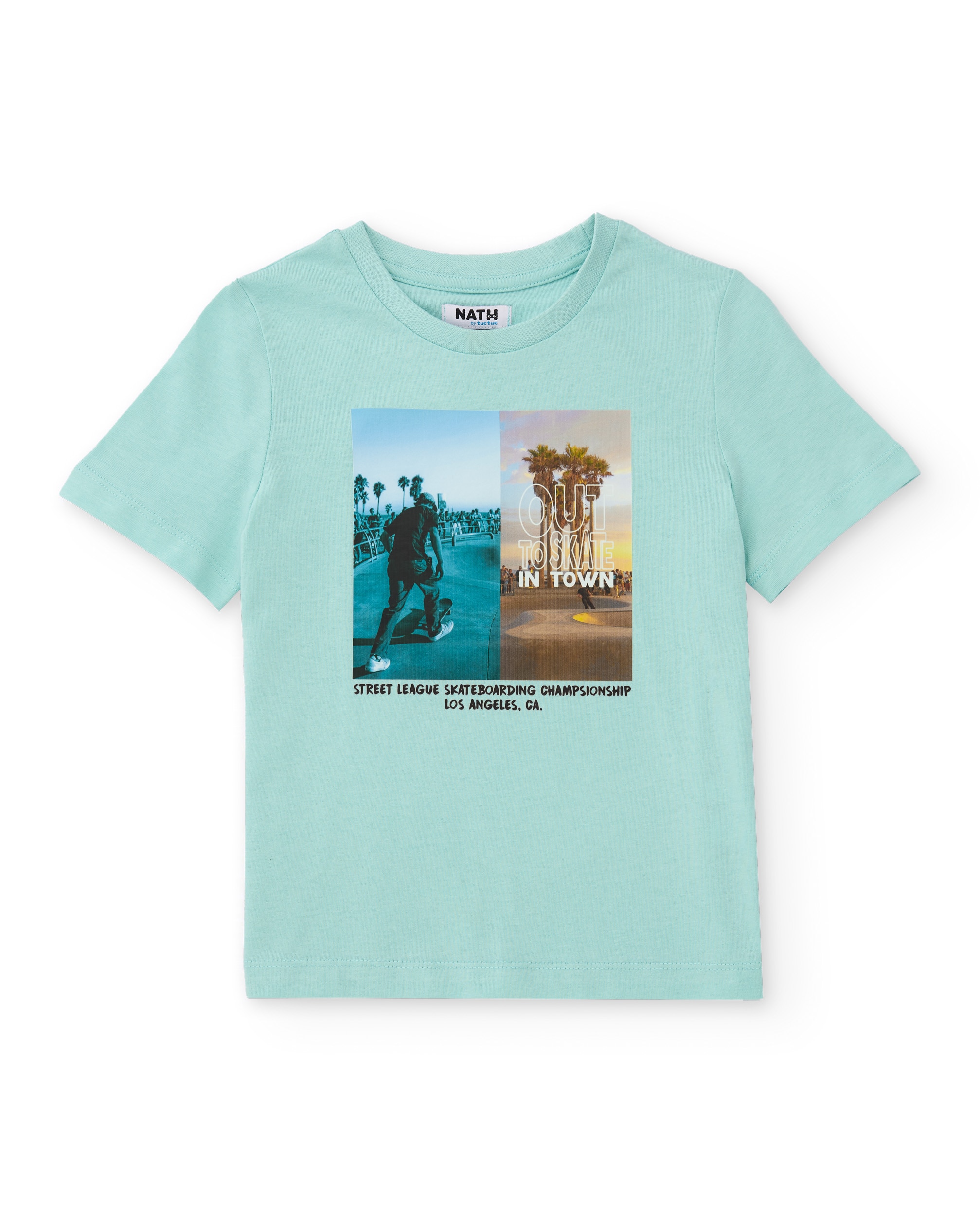 T-shirt Infantil de Malha com Design Urbano Tuc tuc Azul-turquesa-2