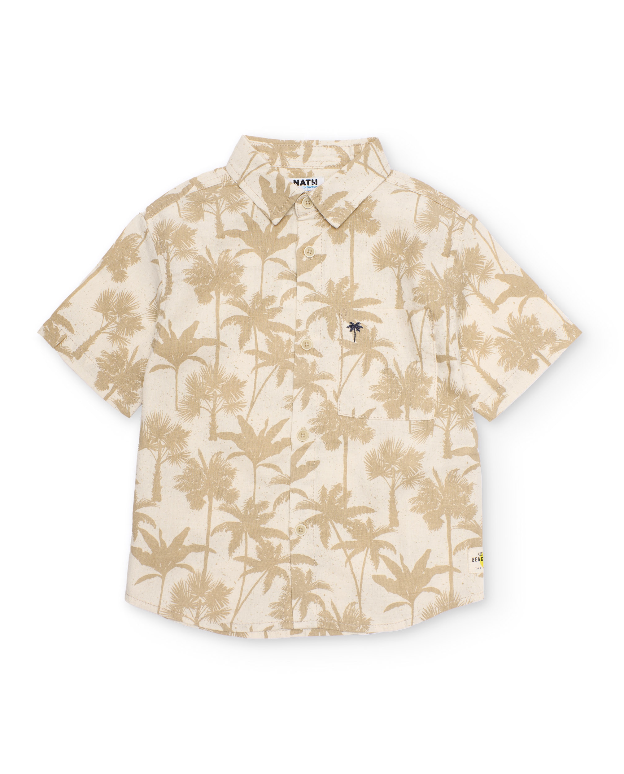 Camisa Infantil de Plana com Design de Palmeiras Tuc tuc Bege-2