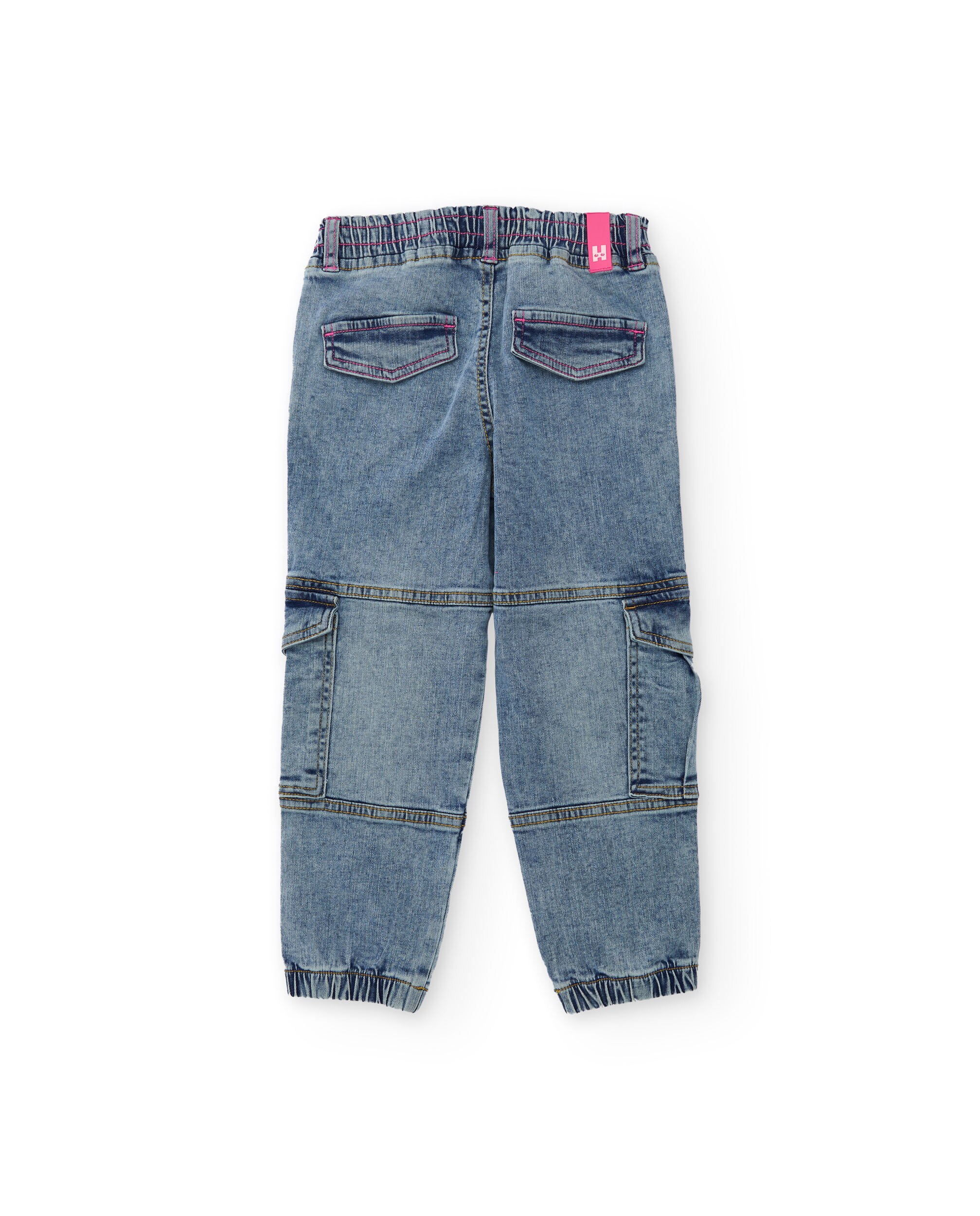 Calças de Plana e Denim com Design Cargo Tuc tuc Azul denim-2
