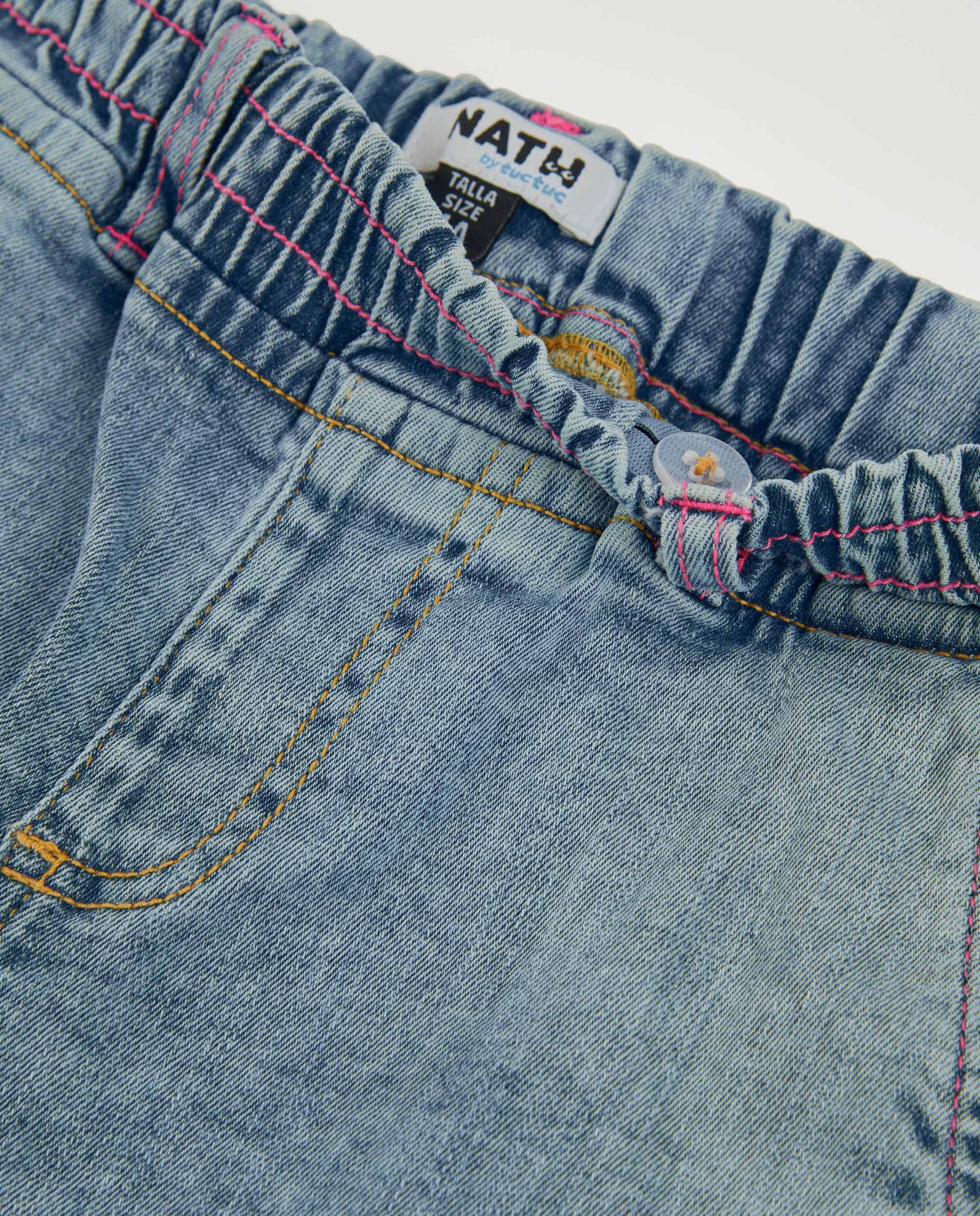 Calças de Plana e Denim com Design Cargo Tuc tuc Azul denim-3