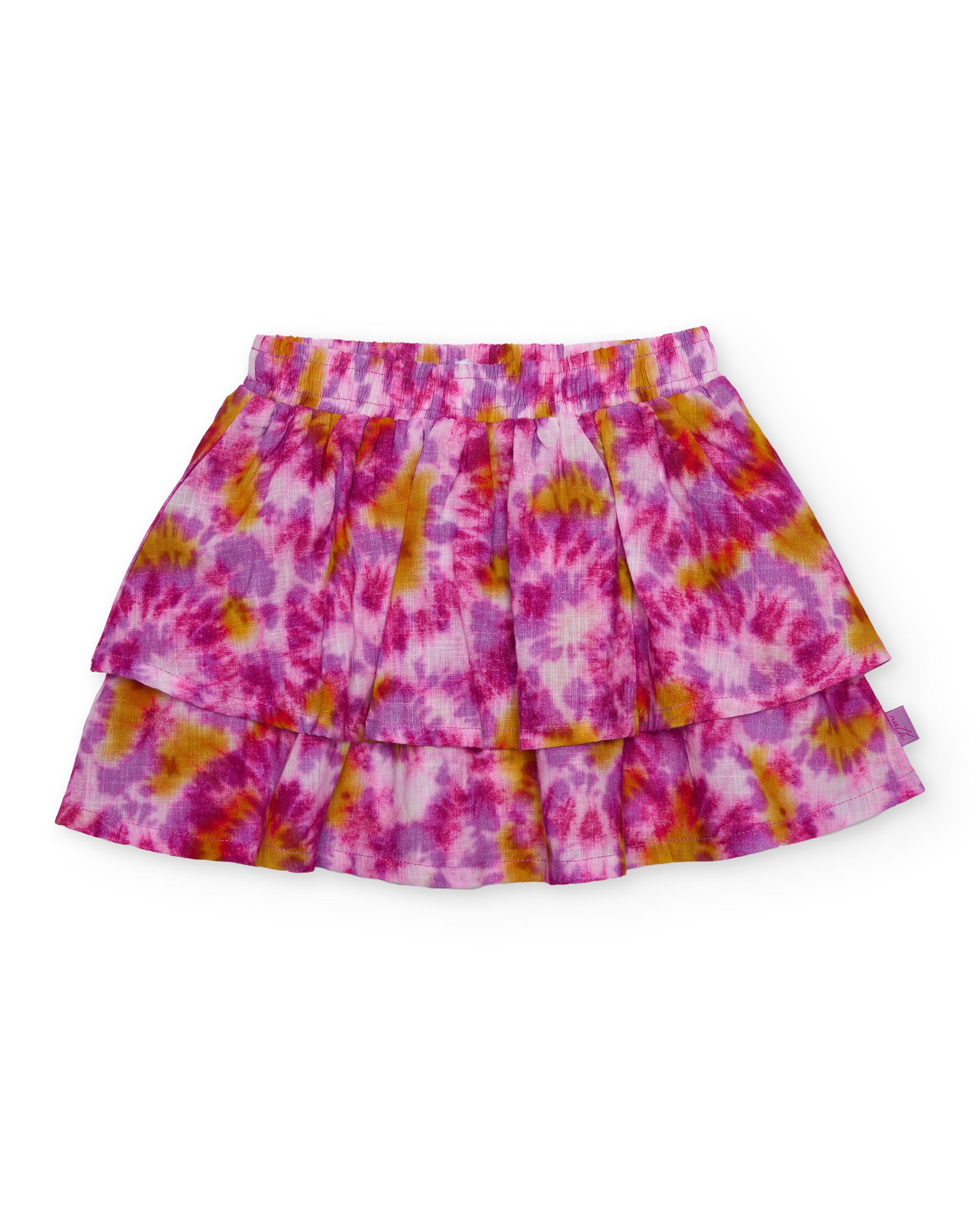 Saia Infantil de Plana com Estampado Tie-dye Fúcsia-1